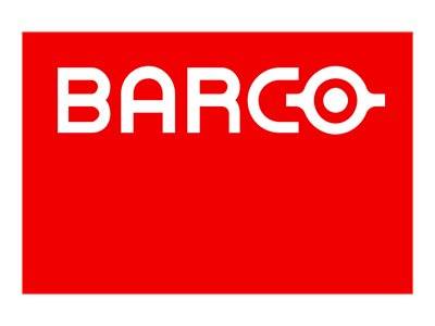 Rotes Barco-Logo mit weißem Text „BARCO