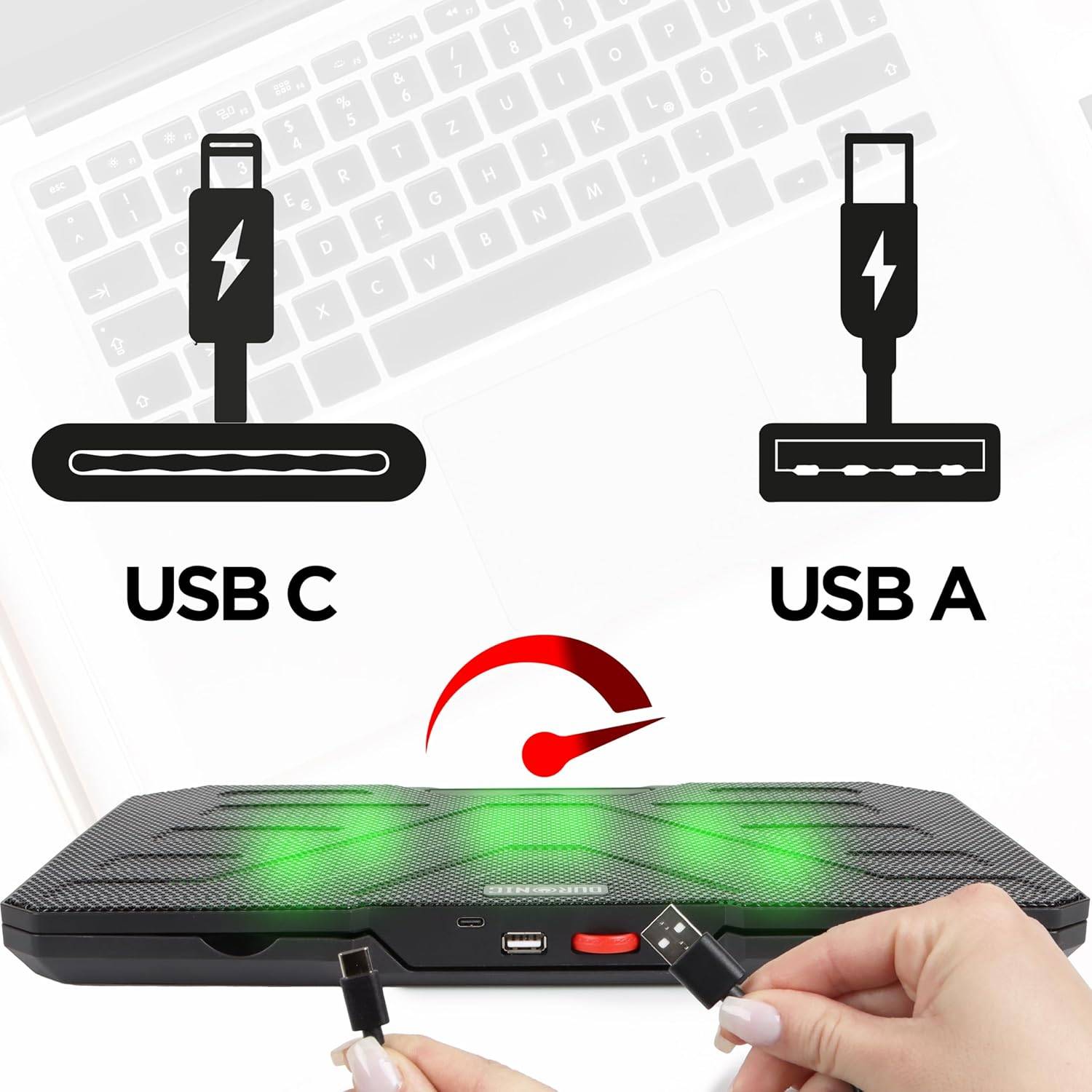 Duronic LC3 Laptop Kühler, Gaming Kühlpad, höhenverstellbar, Lüfter stark