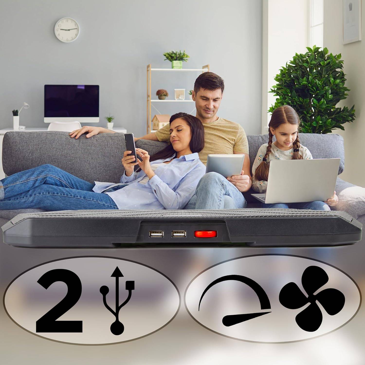 Duronic LC4 Laptop Kühler, Gaming Notebook Kühlpad, höhenverstellbar