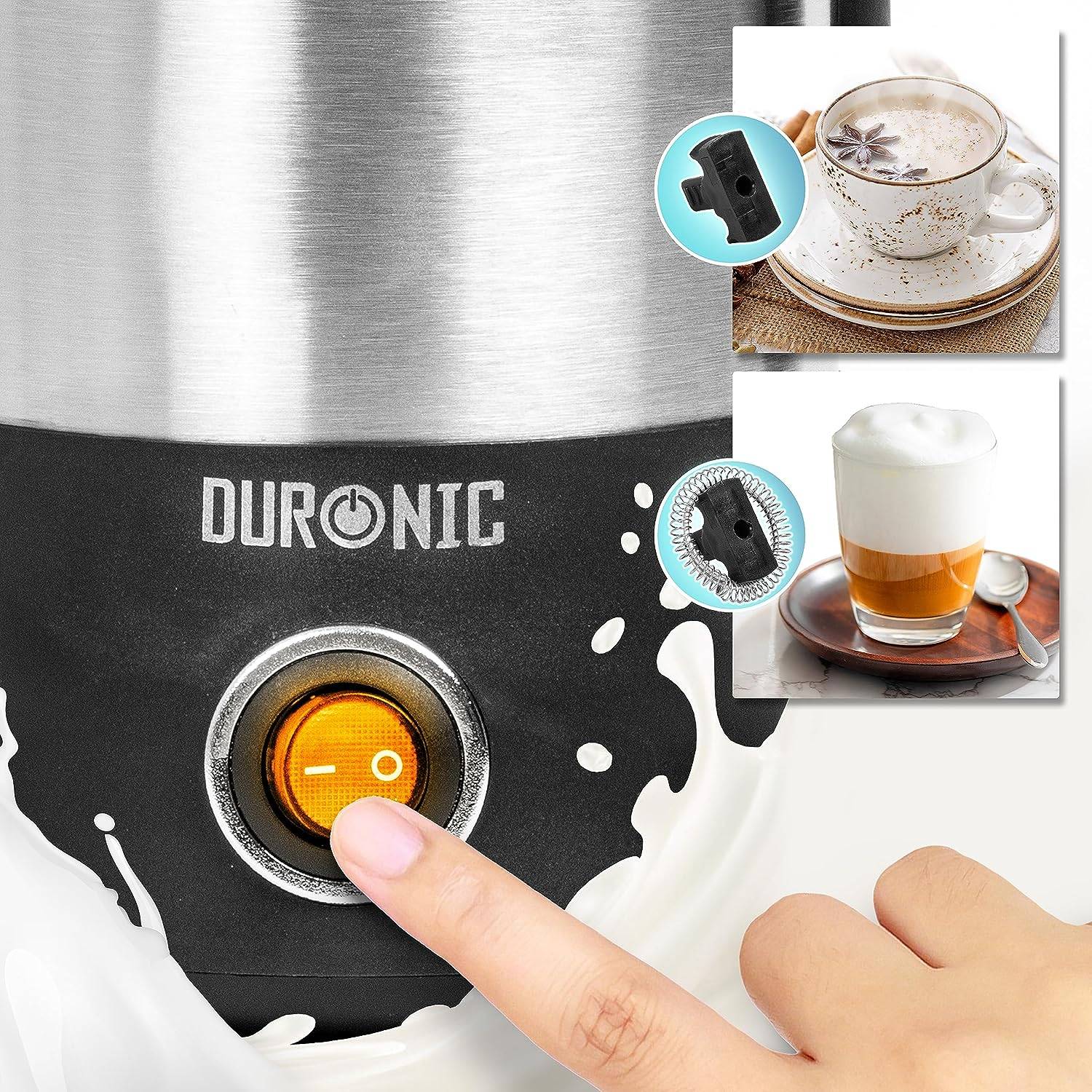 Duronic MF300 Milchaufschäumer 400ml Induktion heiß & kalt Kaffee Kakao