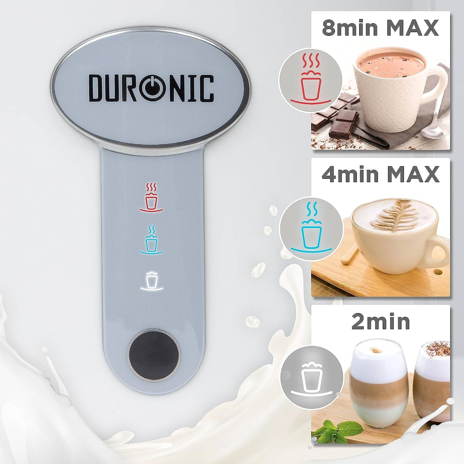 Duronic MF500 WE Milchaufschäumer 500ml Induktion heiß & kalt Latte Cappuccino