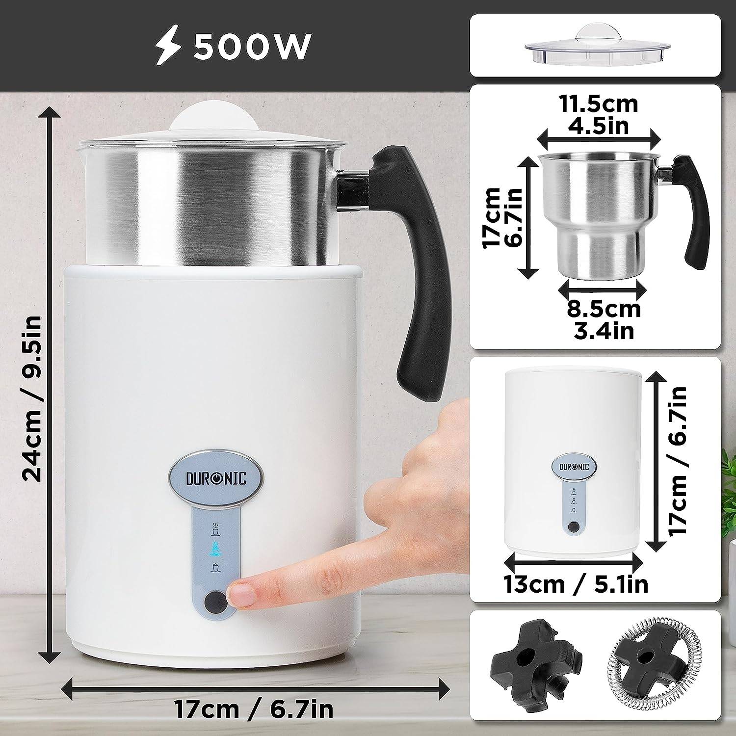 Duronic MF500 WE Milchaufschäumer 500ml Induktion heiß & kalt Latte Cappuccino