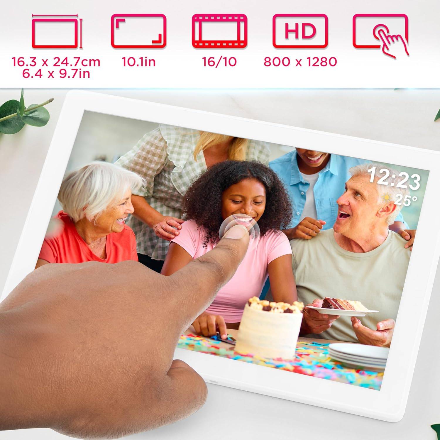 Duronic PF1D WE Digitaler Bilderrahmen 32GB WiFi 10 Zoll Display Dockingstation