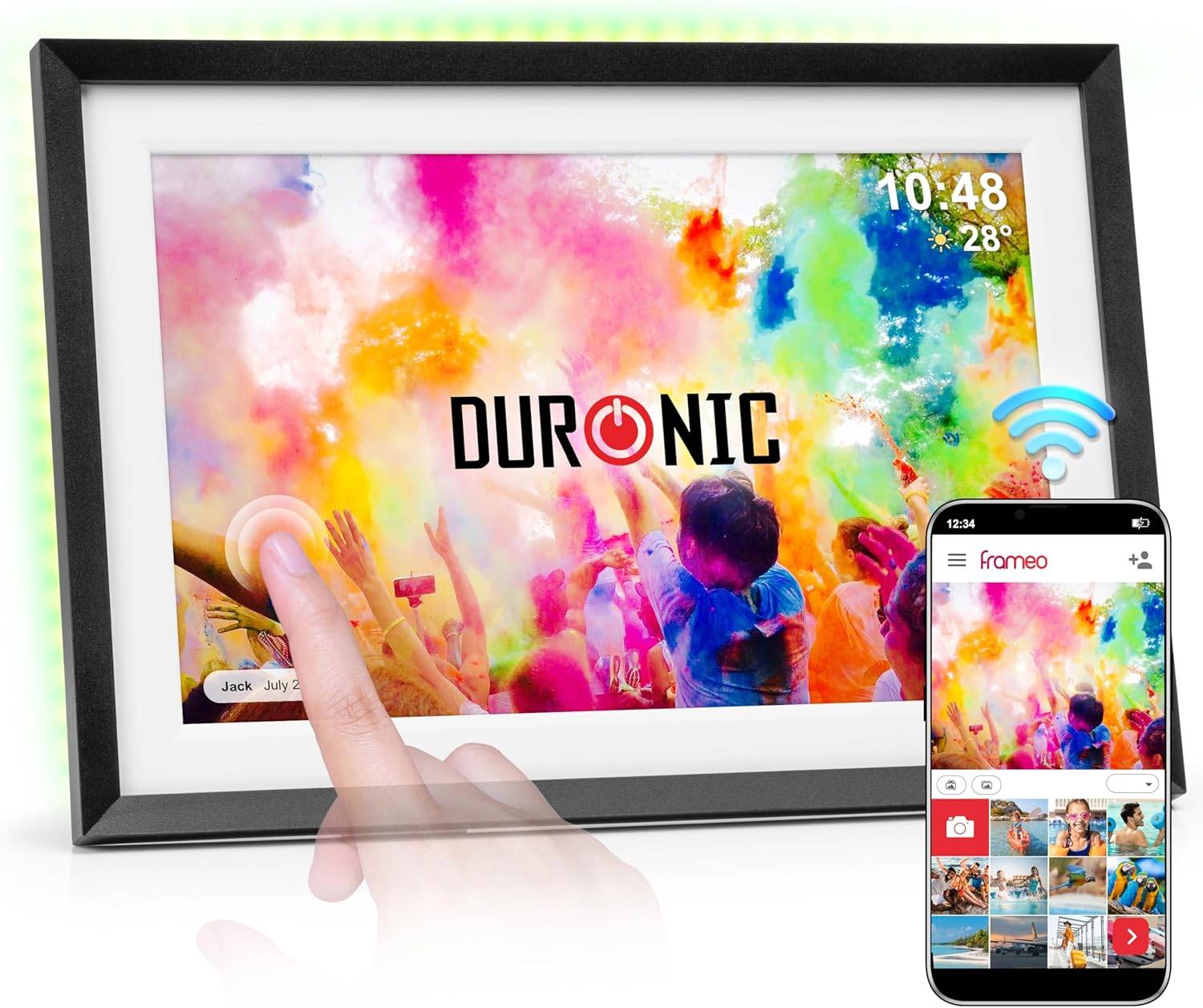 Duronic PF2A BK Digitaler Bilderrahmen 32GB WiFi 10 Zoll Display IPS Auflösung