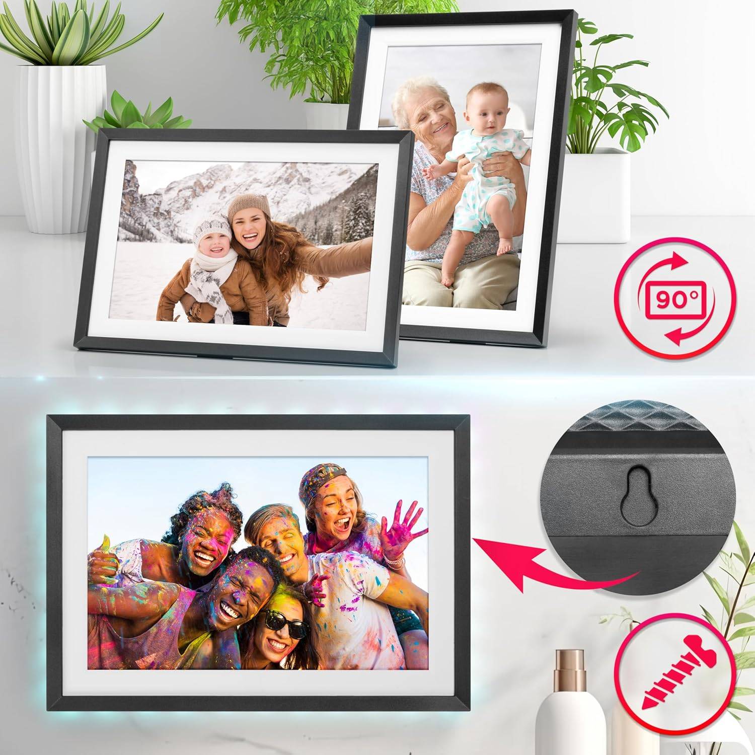 Duronic PF2A BK Digitaler Bilderrahmen 32GB WiFi 10 Zoll Display IPS Auflösung