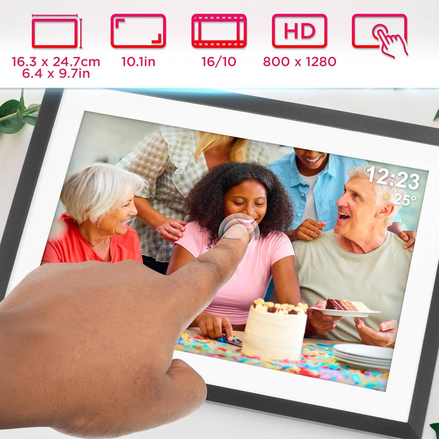 Duronic PF2A BK Digitaler Bilderrahmen 32GB WiFi 10 Zoll Display IPS Auflösung