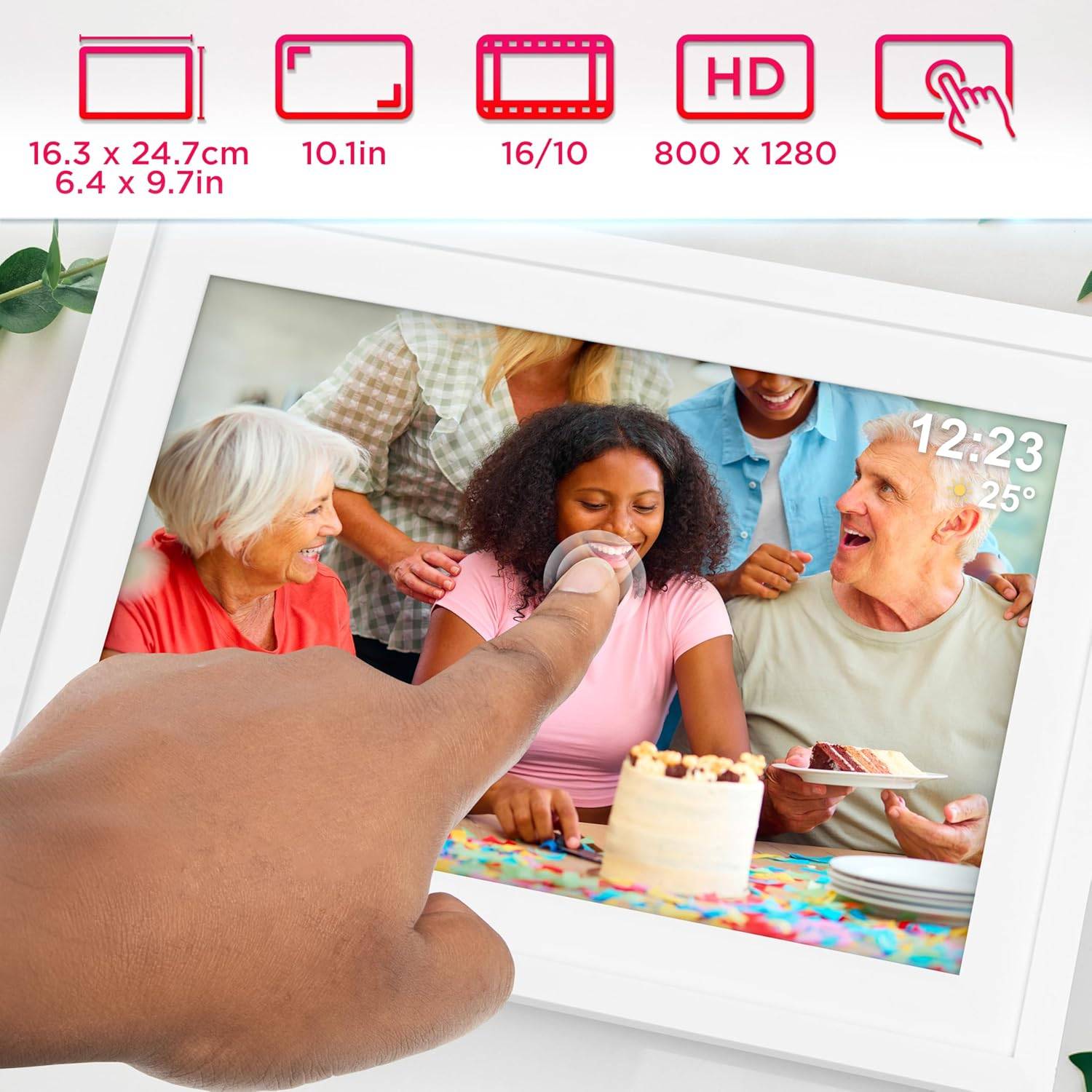 Duronic PF2A WE Digitaler Bilderrahmen 32GB WiFi 10 Zoll Display IPS Auflösung