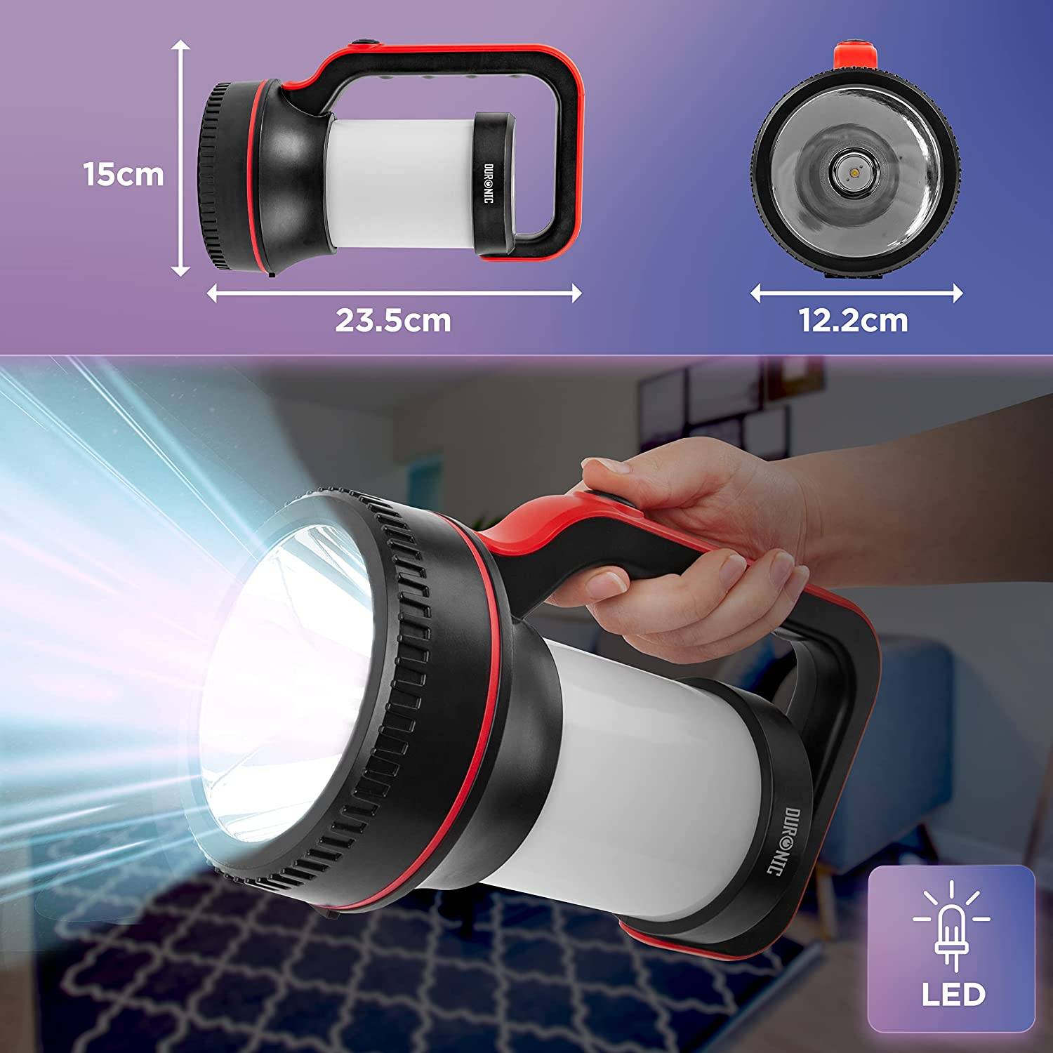 Duronic RL74 LED Taschenlampe Campinglampe 10000mAh Akku Handlampe Notfall