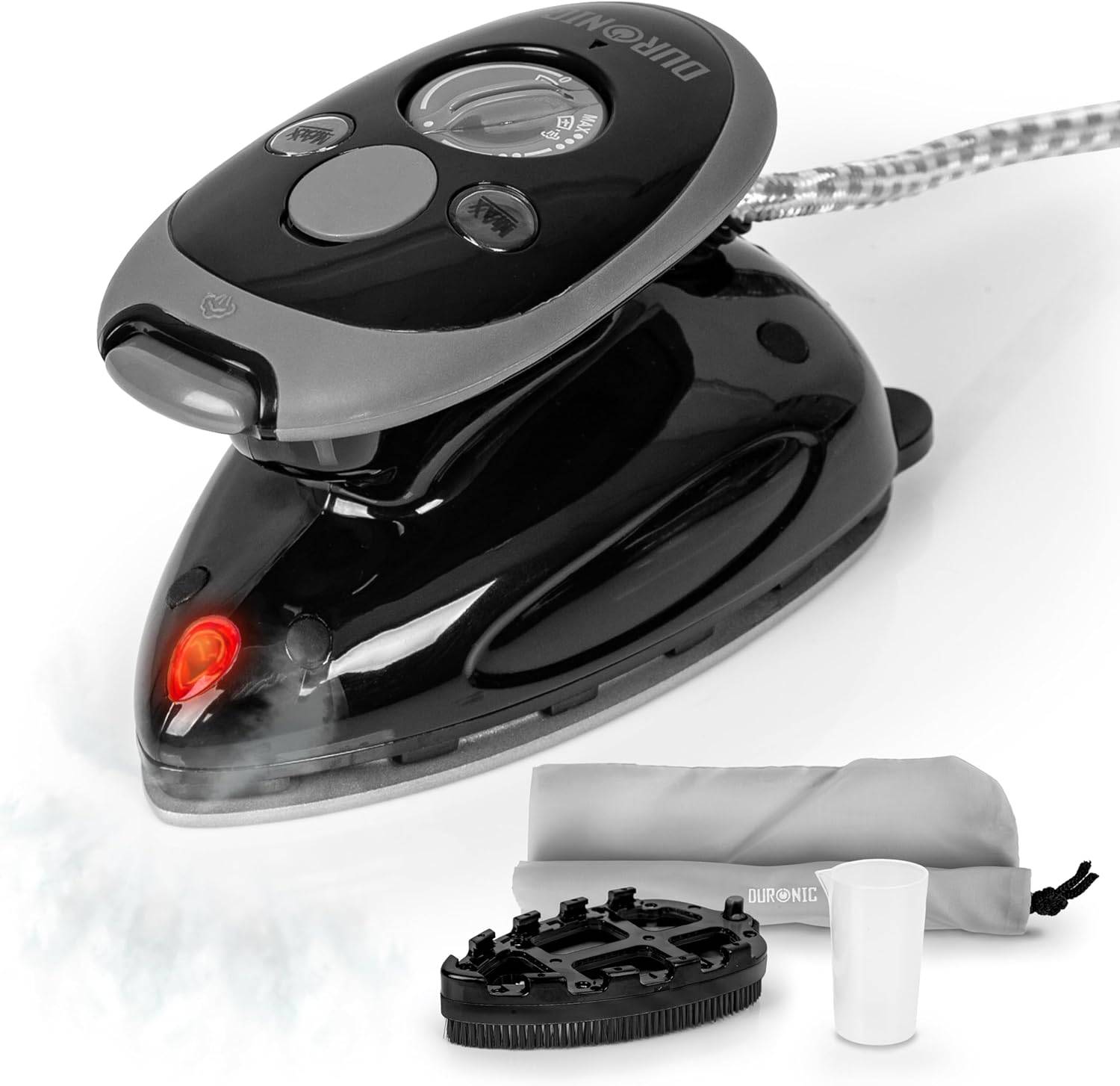 Duronic SI2 BK Mini Reisebügeleisen 375W, Dampfbügeleisen, Travel Iron