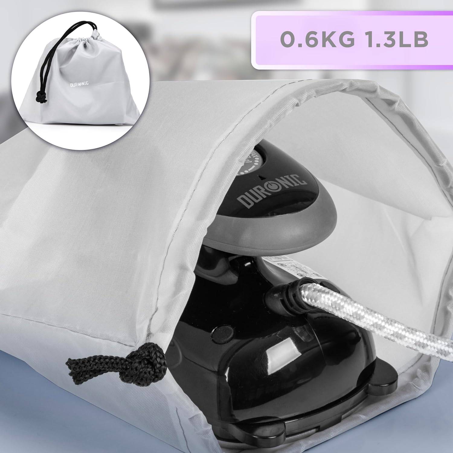 Duronic SI2 BK Mini Reisebügeleisen 375W, Dampfbügeleisen, Travel Iron