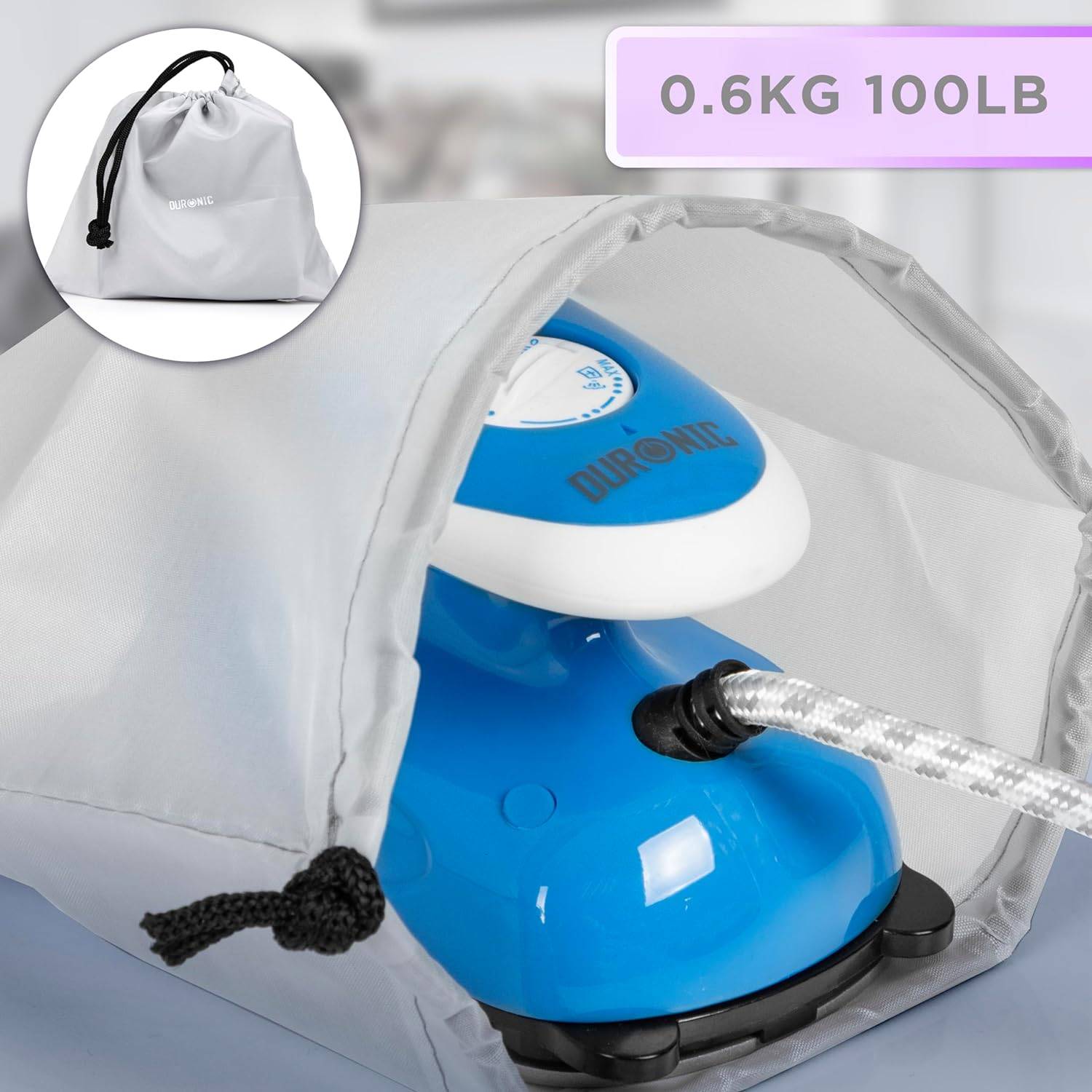 Duronic SI2 BE Mini Reisebügeleisen 375W, Dampfbügeleisen, Travel Iron