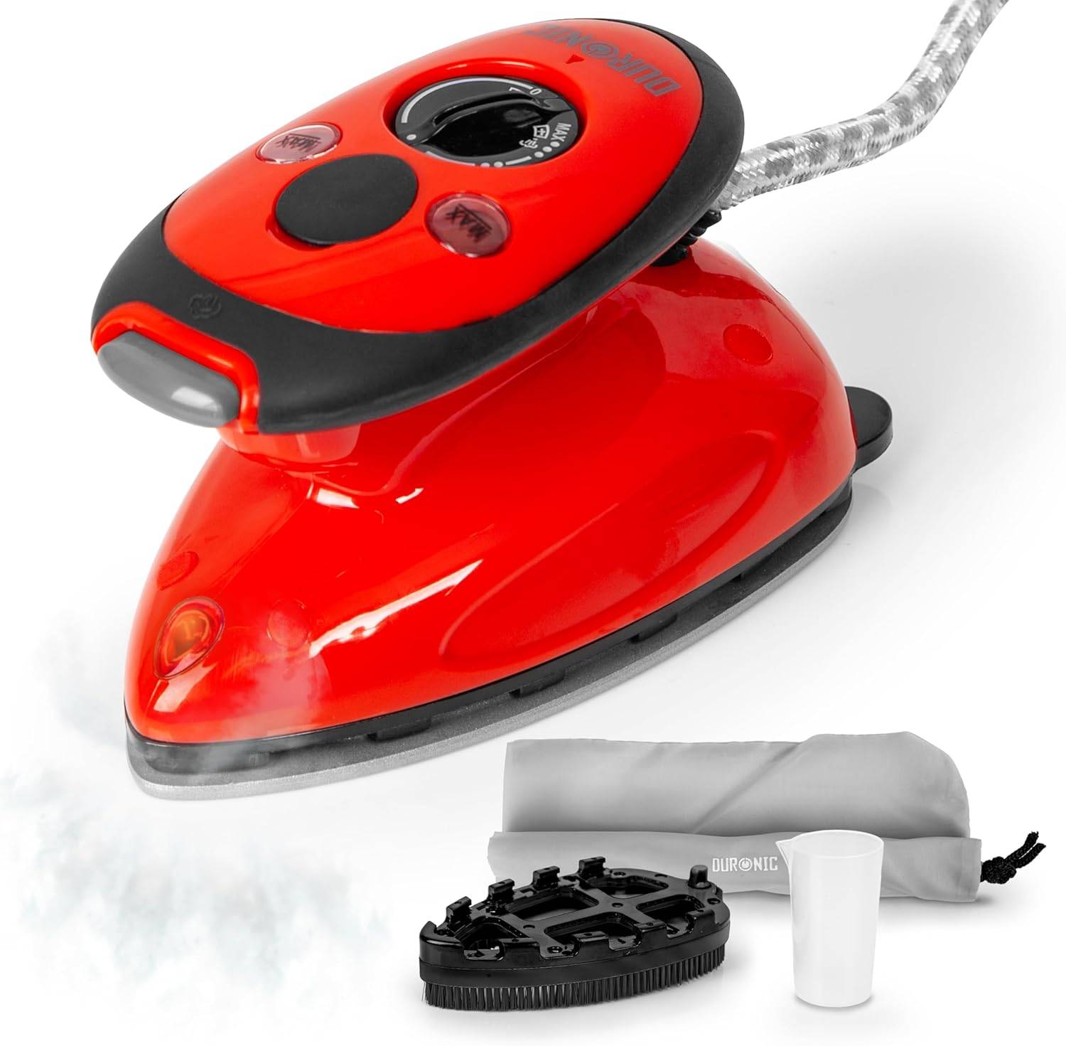 Duronic SI2 RD Mini Reisebügeleisen 375W, Dampfbügeleisen, Travel Iron