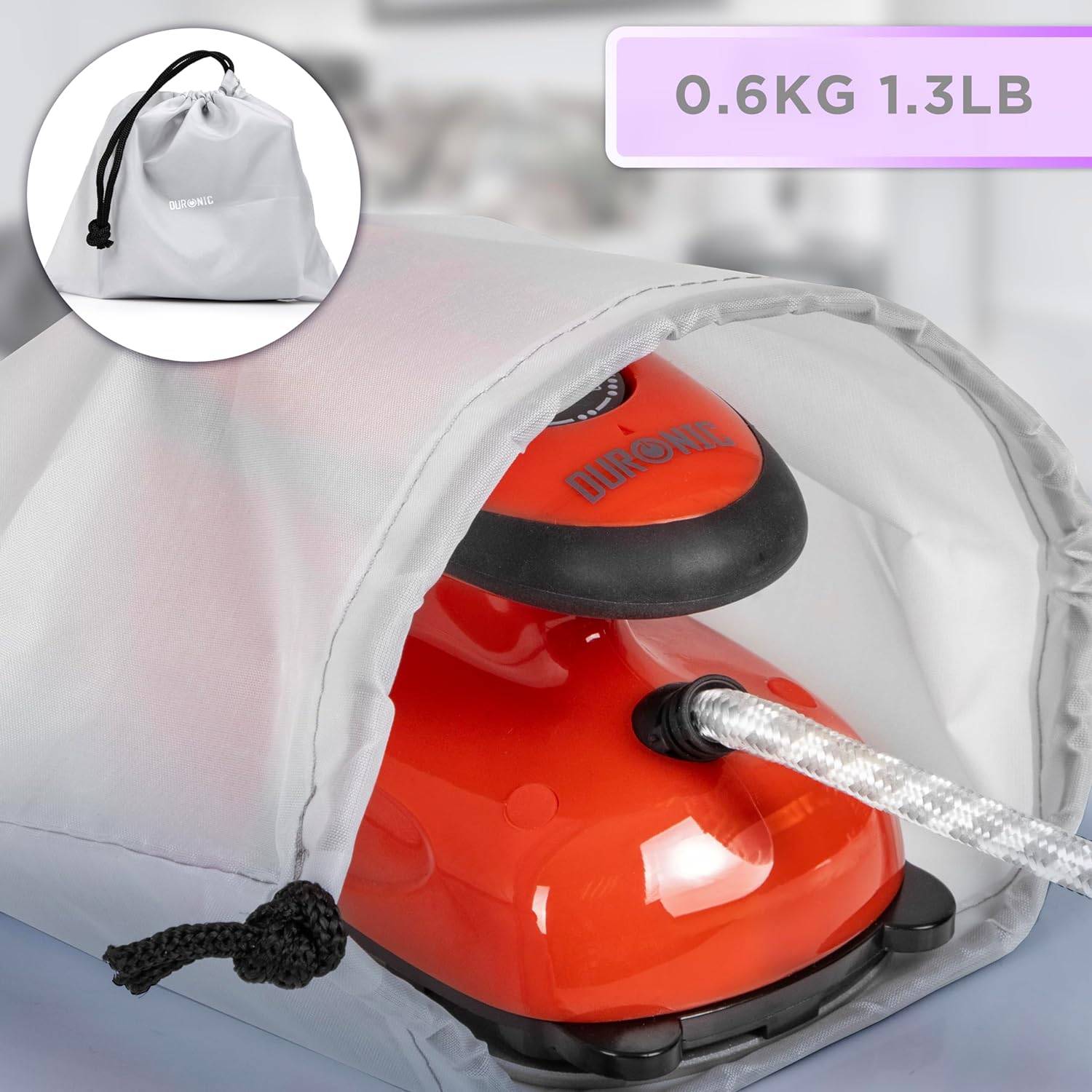 Duronic SI2 RD Mini Reisebügeleisen 375W, Dampfbügeleisen, Travel Iron