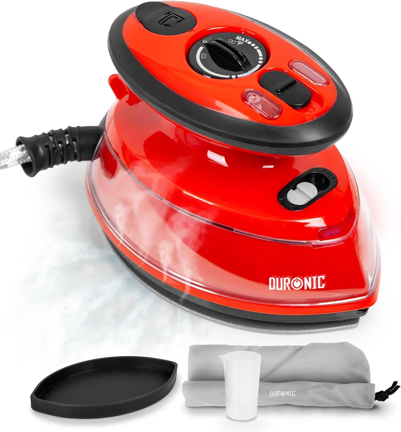 Duronic SI3 RD Mini Reisebügeleisen 400W, Dampfbügeleisen, Keramiksohle