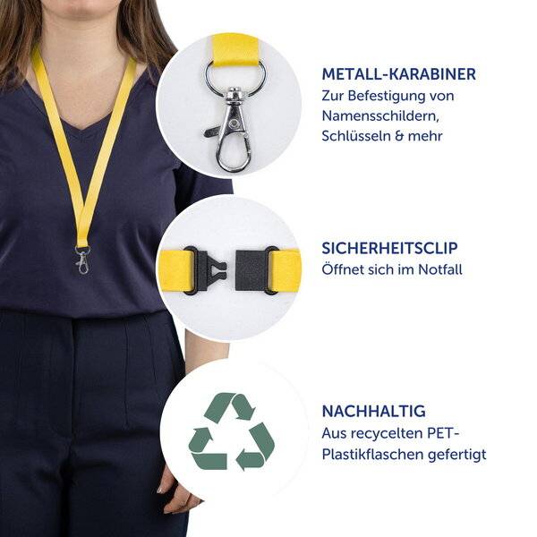Lanyards rPET gelb 440x15mm 10 Stück