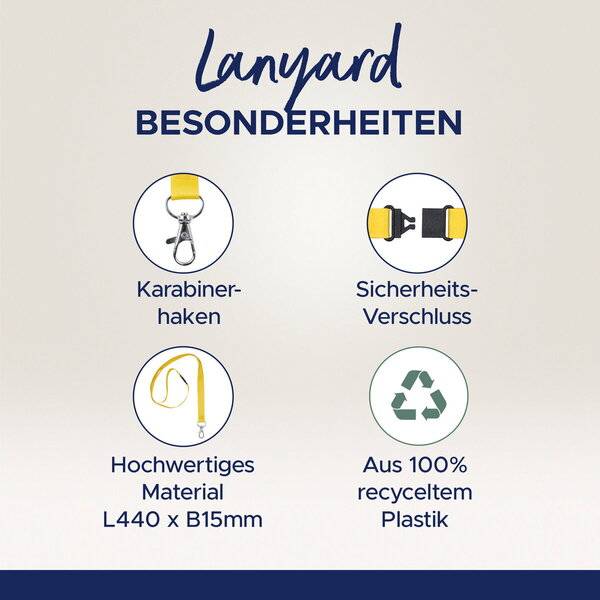 Lanyards rPET gelb 440x15mm 10 Stück
