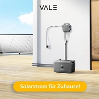 VALE Balkonkraftwerk Bifazial 900 Wp Full Black - Growatt Neo 800M-X Wechselrichter - Growatt Noah 2.048 Wh - Solarpanel Set mit Speicher - 5m VALE Balkonkraftwerk Bifazial 900 Wp Full Black - Growatt Neo 800M-X Wechselrichter - Growatt Noah 2.048 Wh - Solarpanel Set mit Speicher - 5m
