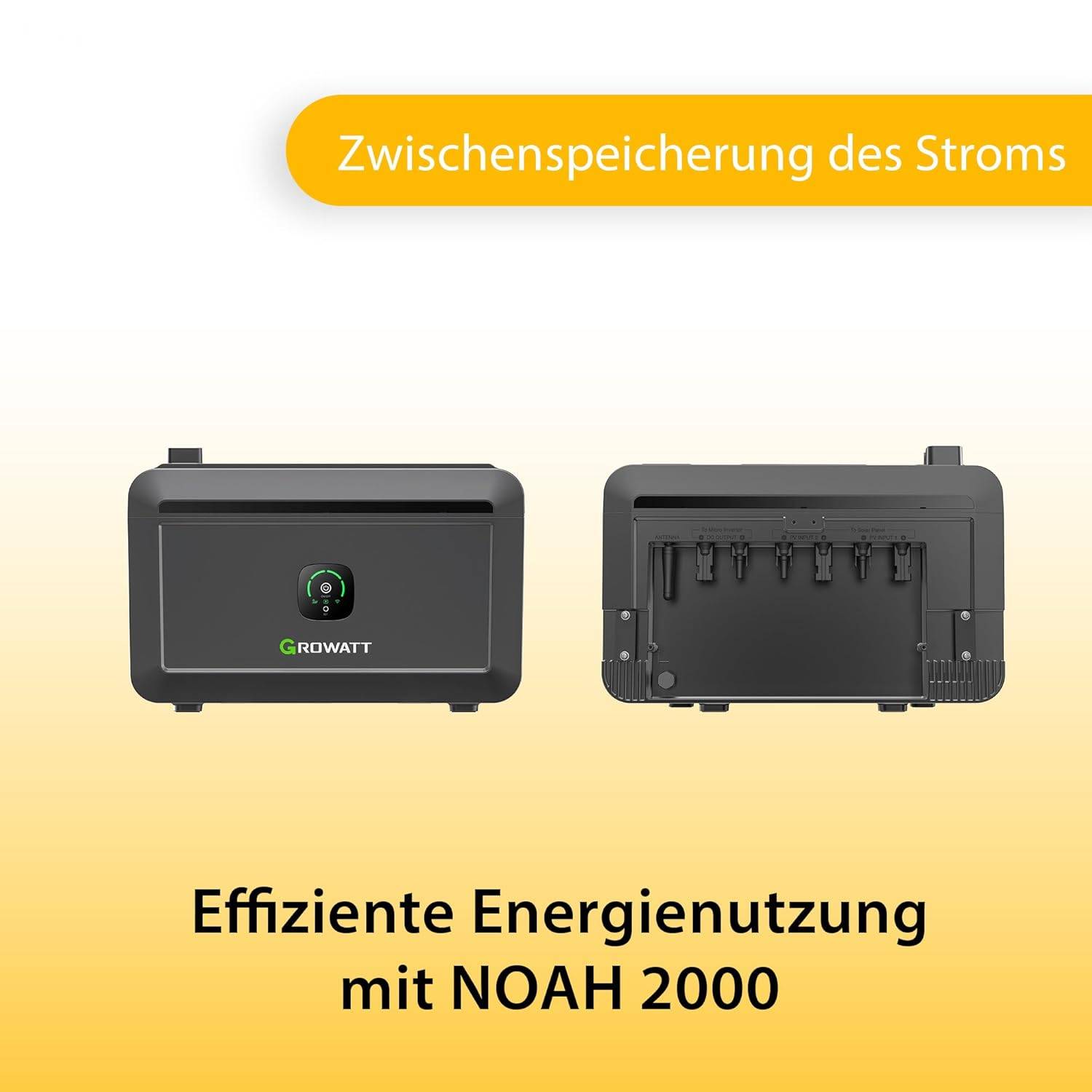 VALE Balkonkraftwerk Bifazial 900 Wp Full Black - Growatt Neo 800M-X Wechselrichter - Growatt Noah 2.048 Wh - Solarpanel Set mit Speicher - 5m