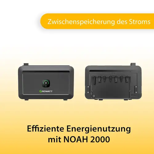 VALE Balkonkraftwerk Bifazial 900 Wp Full Black - Growatt Neo 800M-X Wechselrichter - Growatt Noah 2.048 Wh - Solarpanel Set mit Speicher - 5m VALE Balkonkraftwerk Bifazial 900 Wp Full Black - Growatt Neo 800M-X Wechselrichter - Growatt Noah 2.048 Wh - Solarpanel Set mit Speicher - 5m