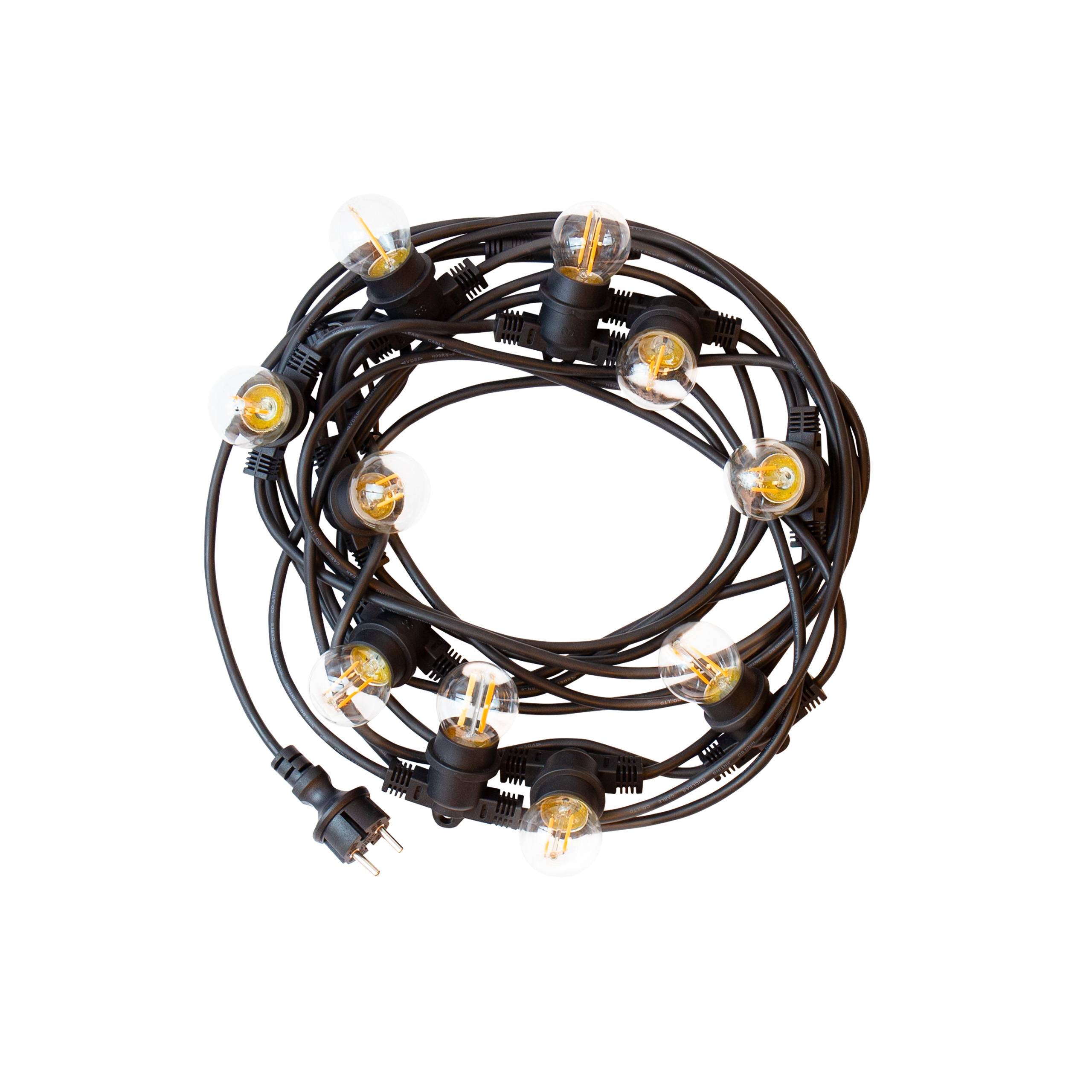 Spectrum LED Girlanda 5m Lichterkette 10x E27 Fassungen IP44 max. 10W schwarz 250V