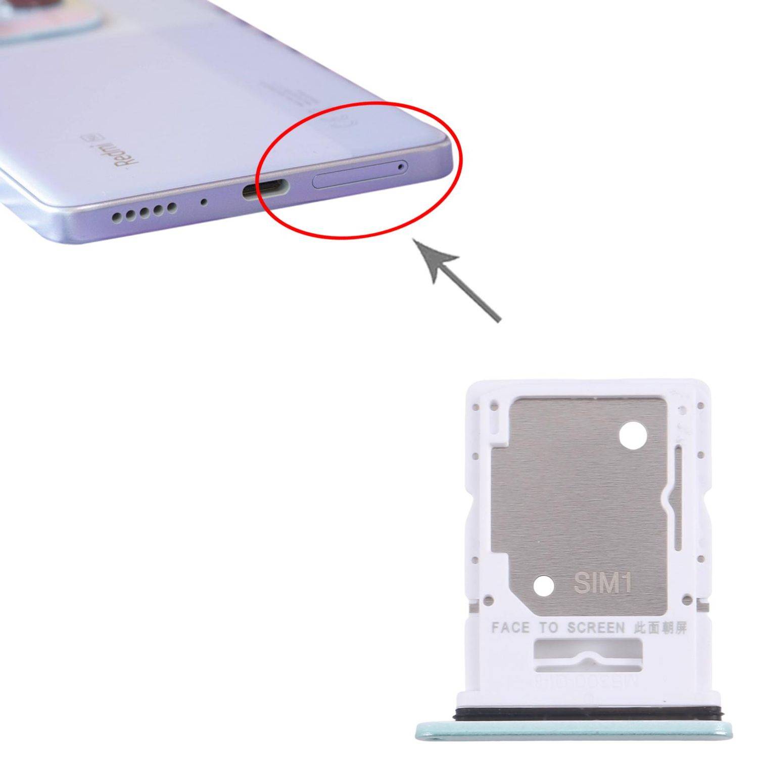 Für Xiaomi Redmi Note 14 5G SIM + Micro SD Kartenhalter Tray Ersatzteil Hellgrün