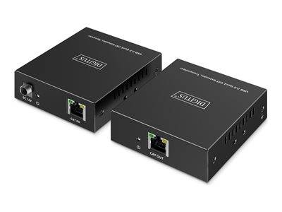 DIGITUS USB Extender 3xUSB-A 1xUSB-C mit CAT-Kabel schwarz Multimedia-Technik Netzwerkzubehör