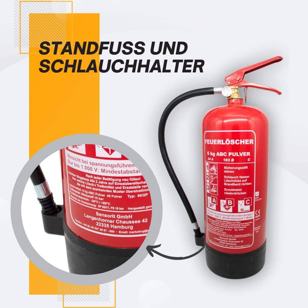 Feuerlöscher 6kg, Pulverlöscher, Autolöscher, ABC Pulver, Pulver Feuerlöscher inkl. Halterung und Prüfschild