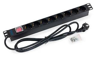 Triton 48,3cm (19) Zubehör Steckdosenleiste 8xDosen(CEE7)->Stecker(CEE7) mit Schalter