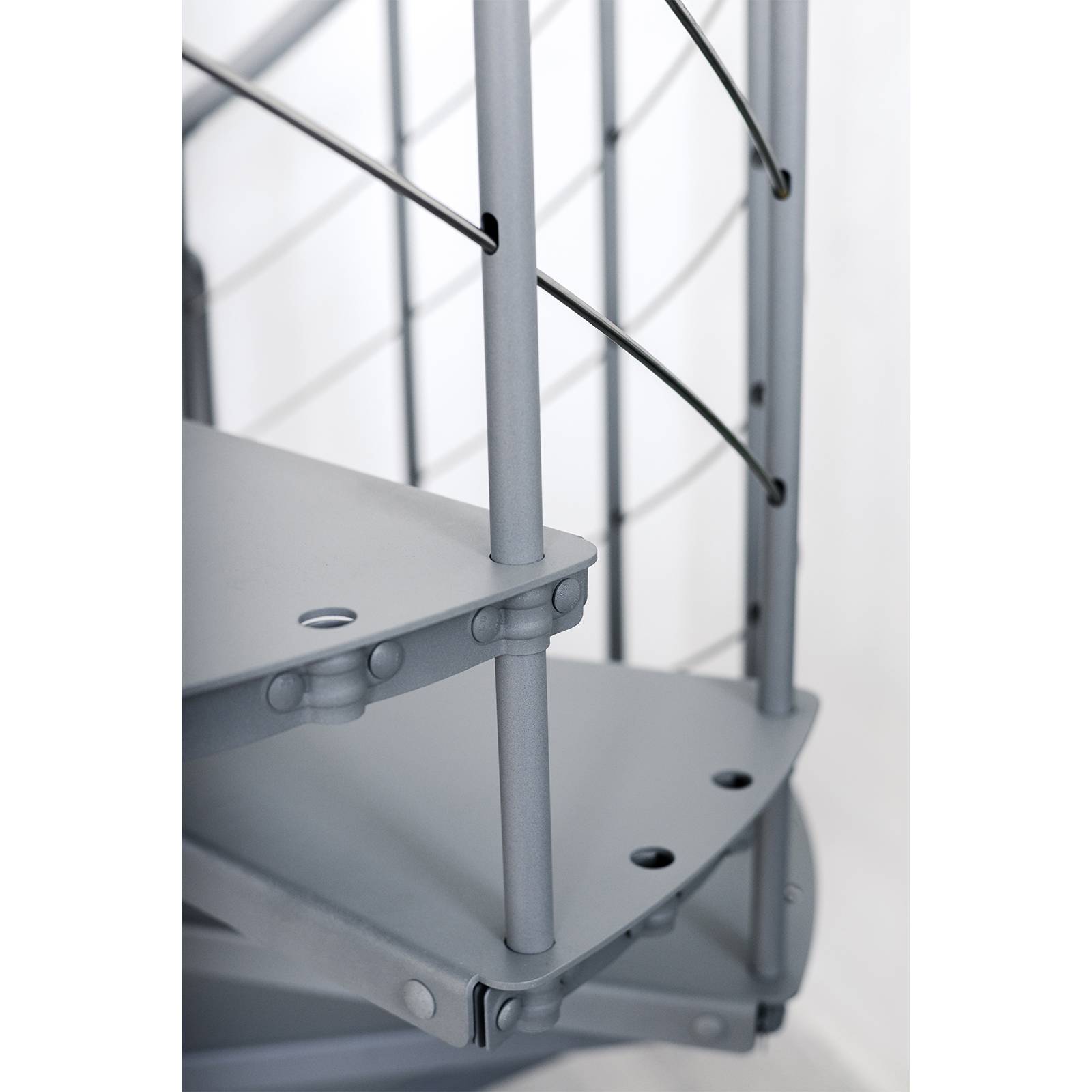 Minka Spindeltreppe Spino Smart 38 - 305,5cm Geschosshöhe Grau 140cm Durchmesser