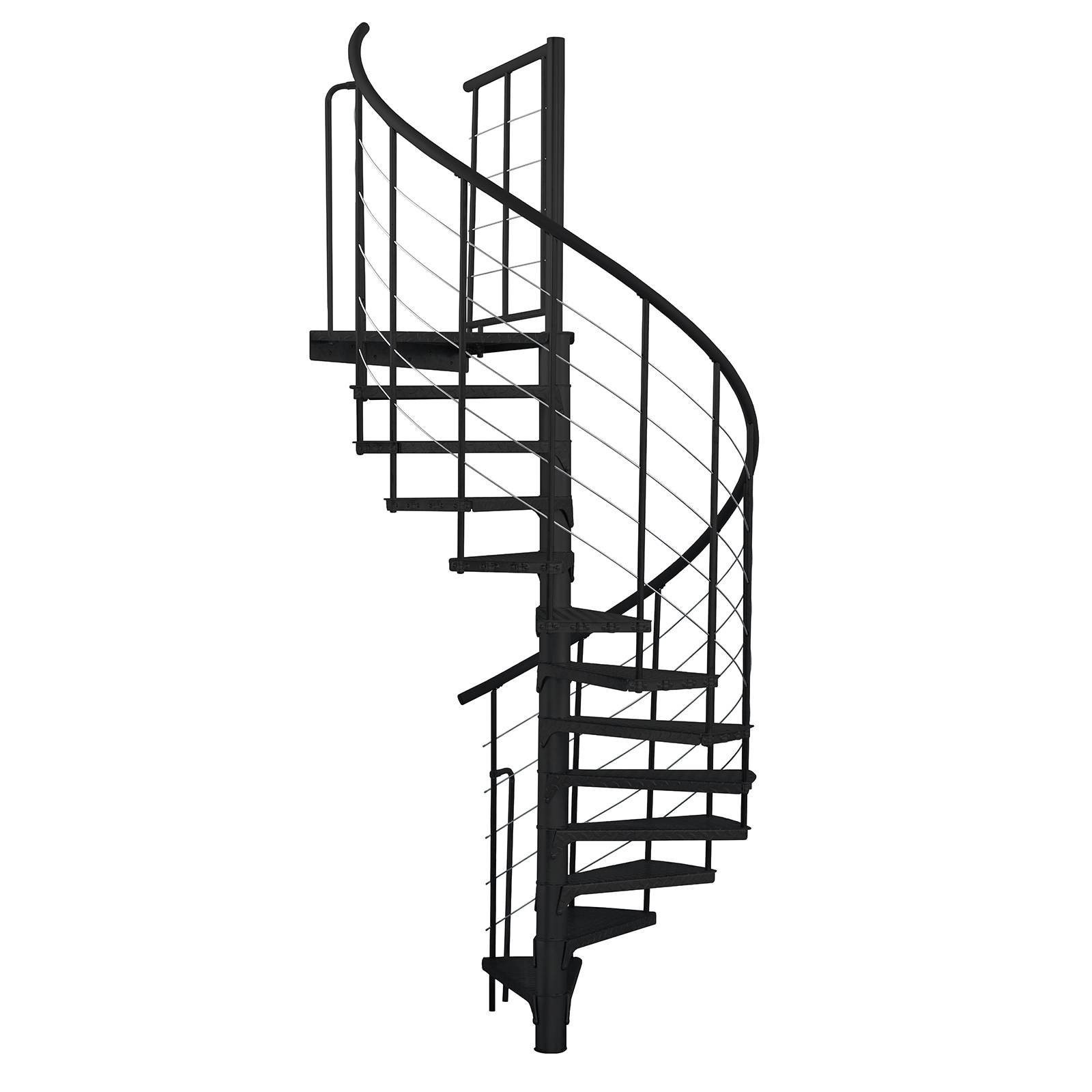 Minka Außenspindeltreppe Spino Zink Color 38 - 305,5cm Geschosshöhe Schwarz 160cm Durchmesser