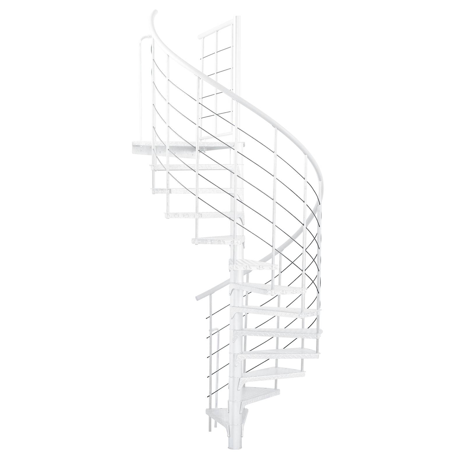Minka Außenspindeltreppe Spino Zink Color 38 - 305,5cm Geschosshöhe Weiß 120cm Durchmesser