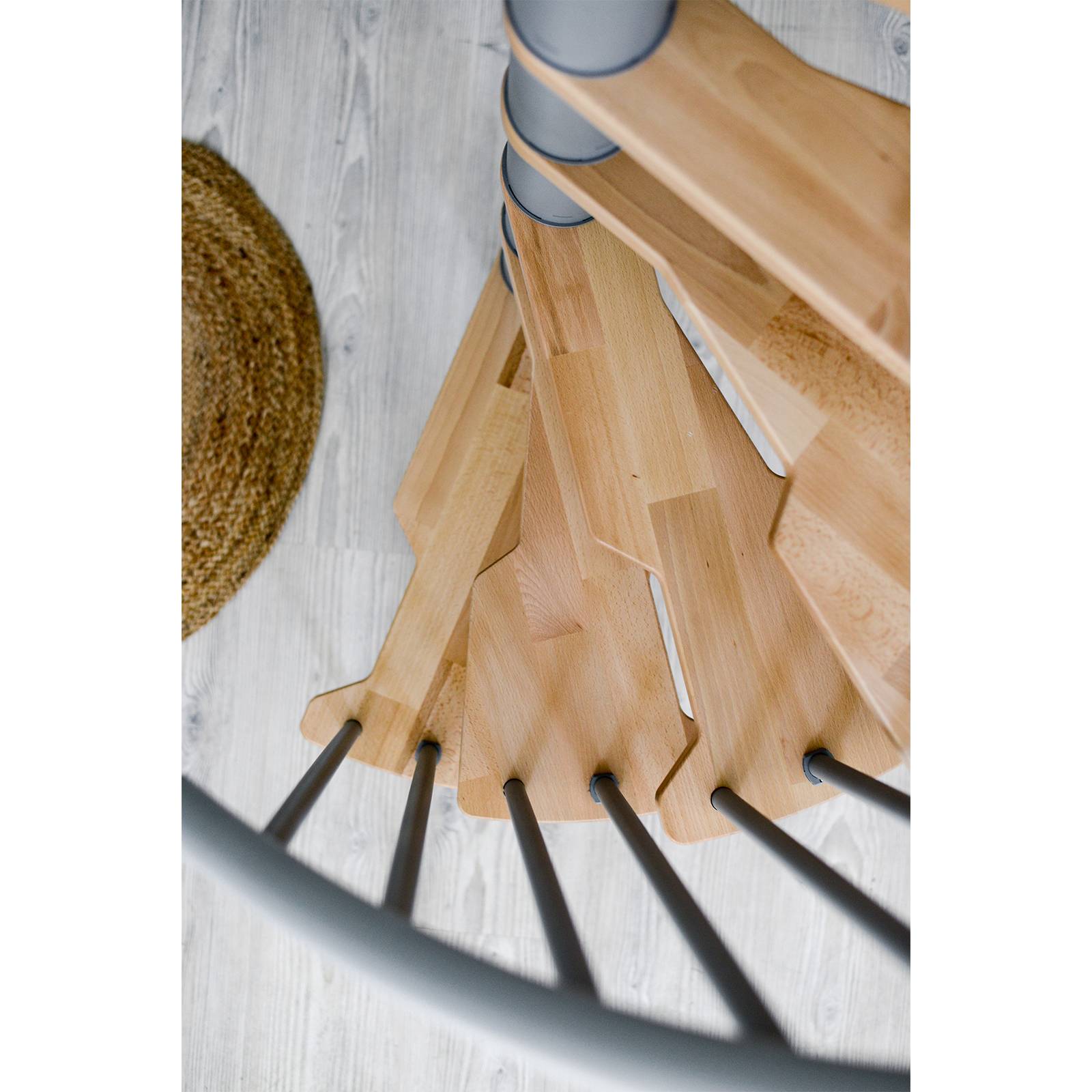 Minka Spindeltreppe Metallica Smart 38 - 305,5cm Geschosshöhe Buche Schwarz