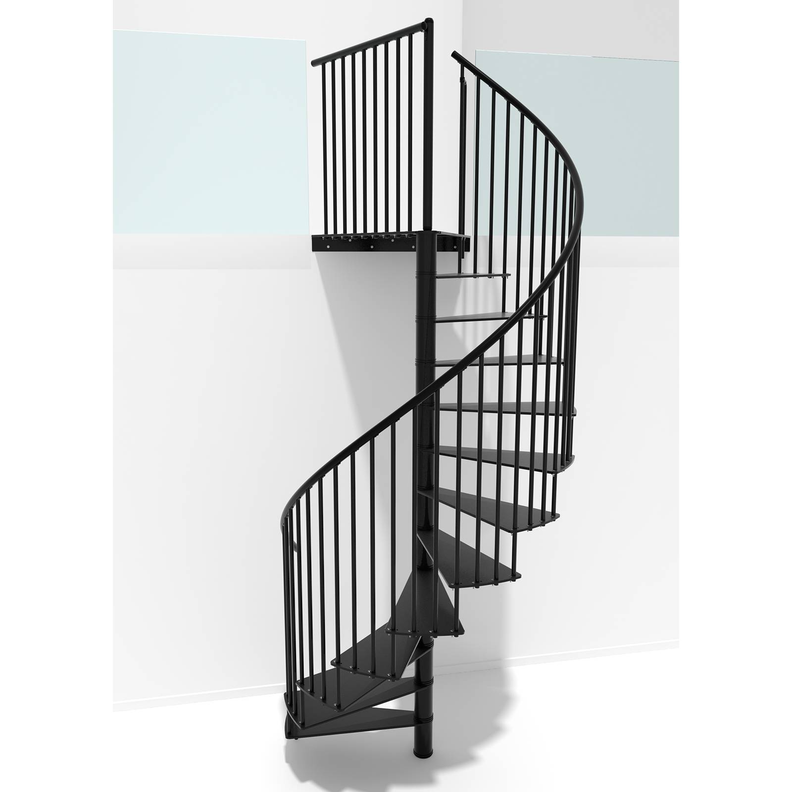 Minka Spindeltreppe Portofino 42 - 300,3cm Geschosshöhe Schwarz 120cm Durchmesser