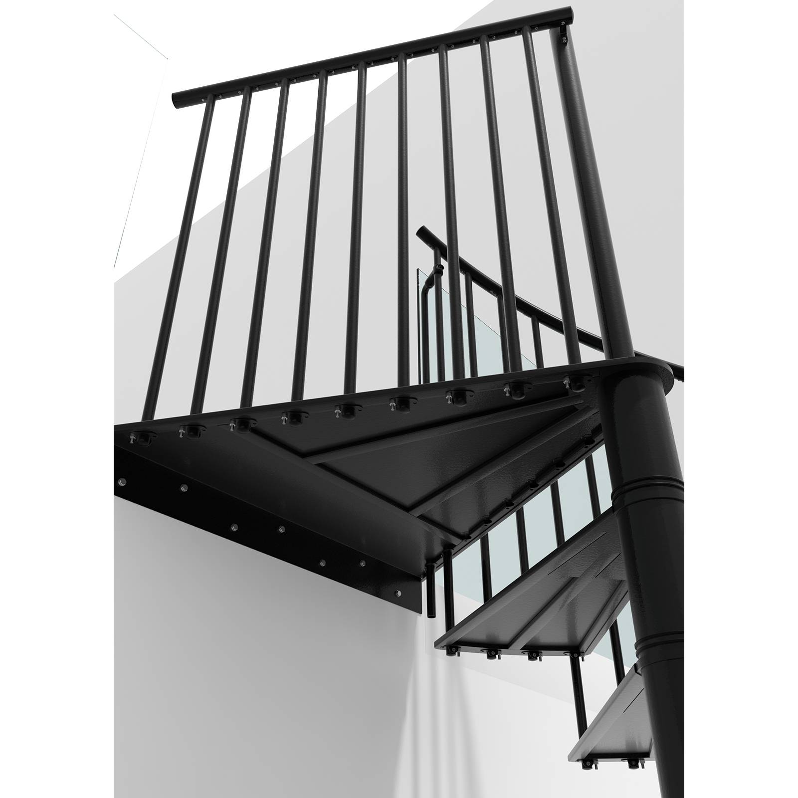 Minka Spindeltreppe Portofino 42 - 300,3cm Geschosshöhe Schwarz 120cm Durchmesser