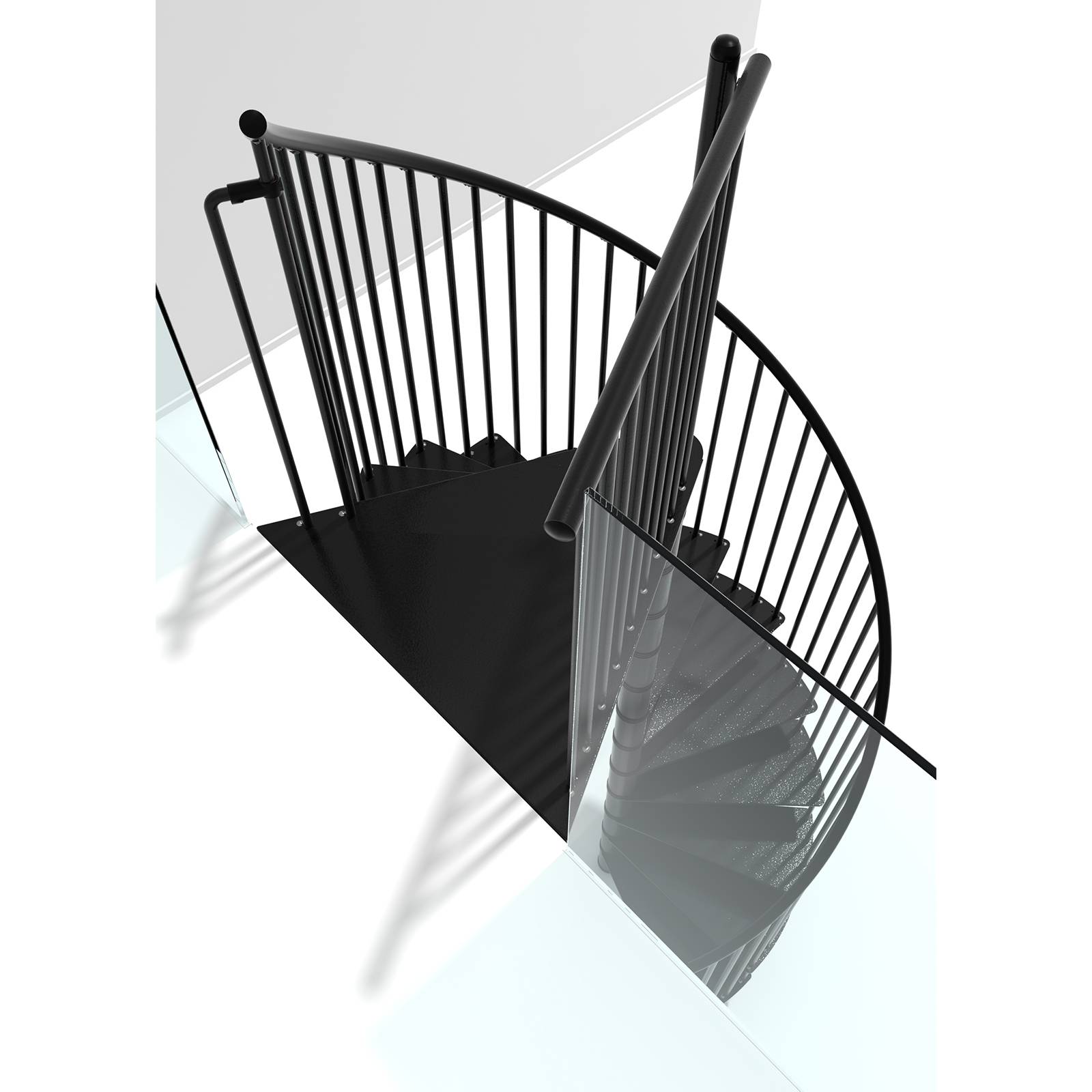 Minka Spindeltreppe Portofino 42 - 300,3cm Geschosshöhe Schwarz 120cm Durchmesser