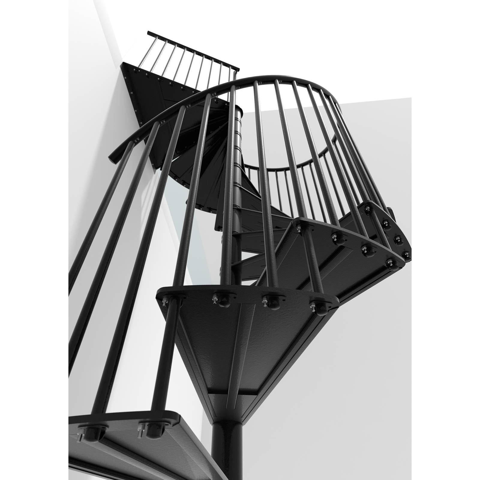 Minka Spindeltreppe Portofino 42 - 300,3cm Geschosshöhe Schwarz 120cm Durchmesser