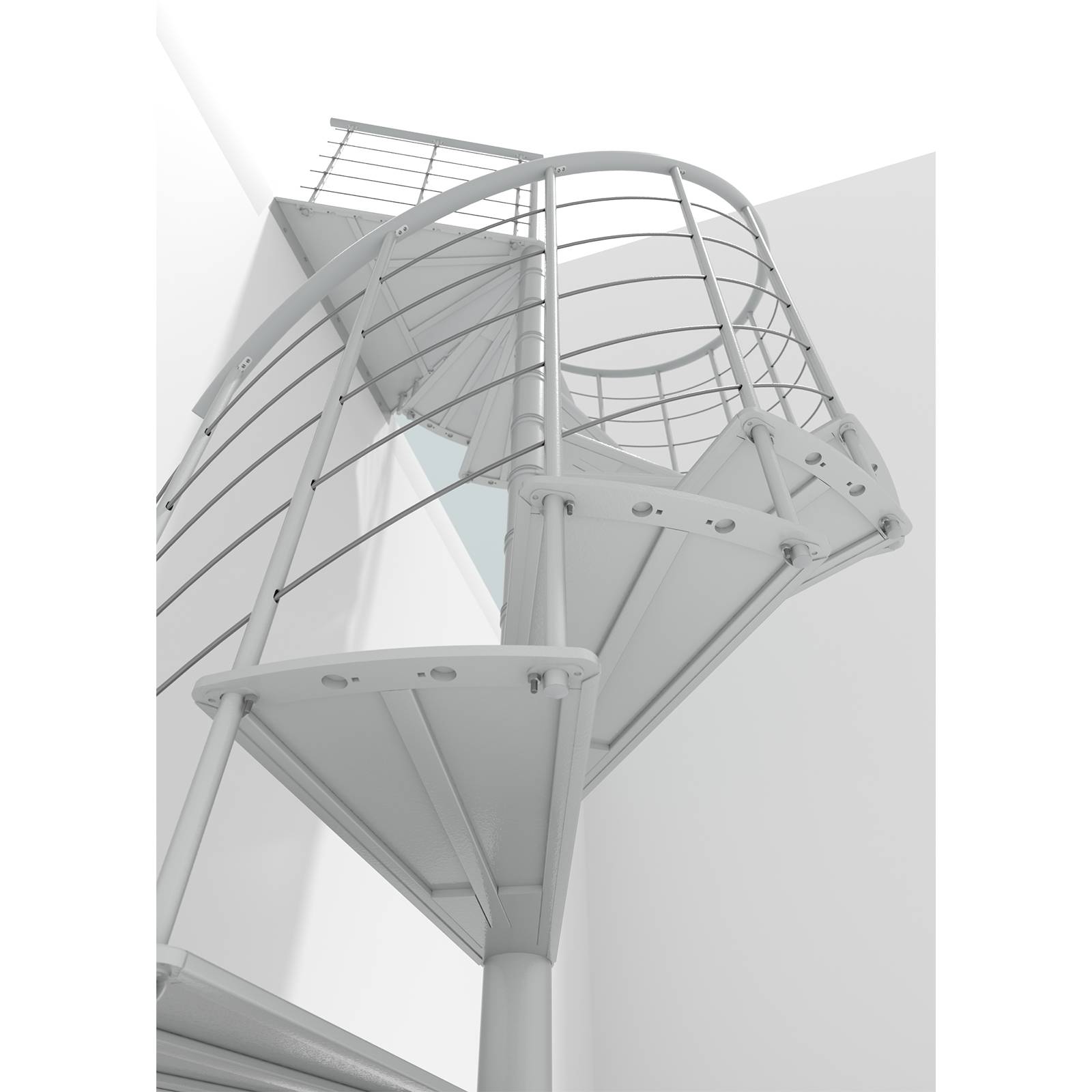 Minka Spindeltreppe Milano 42 - 300,3cm Geschosshöhe Weiß 160cm Durchmesser