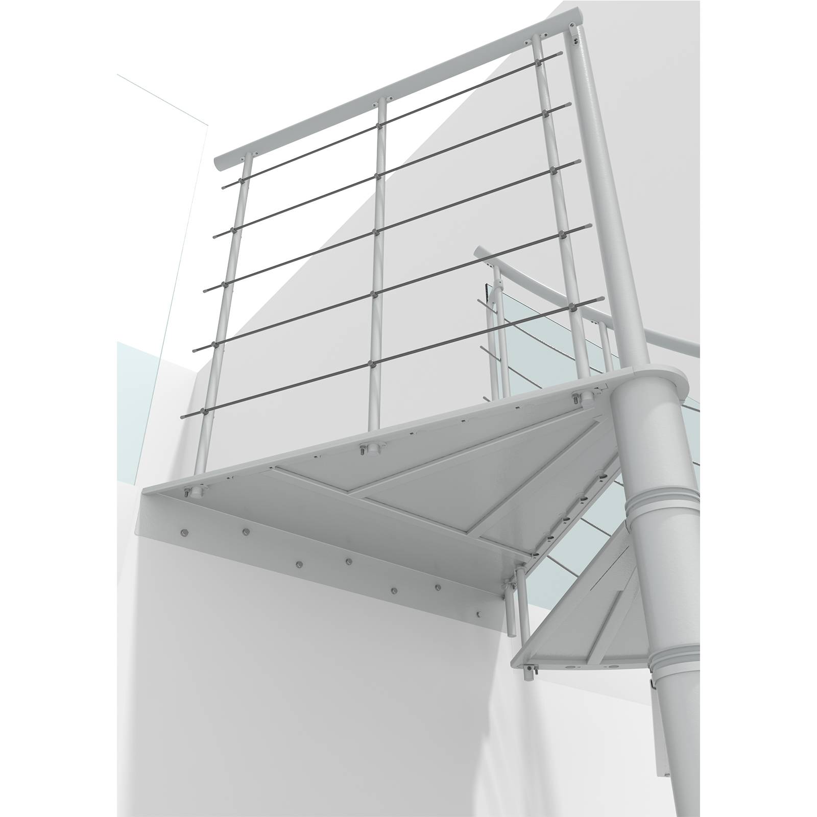 Minka Spindeltreppe Milano 42 - 300,3cm Geschosshöhe Weiß 160cm Durchmesser