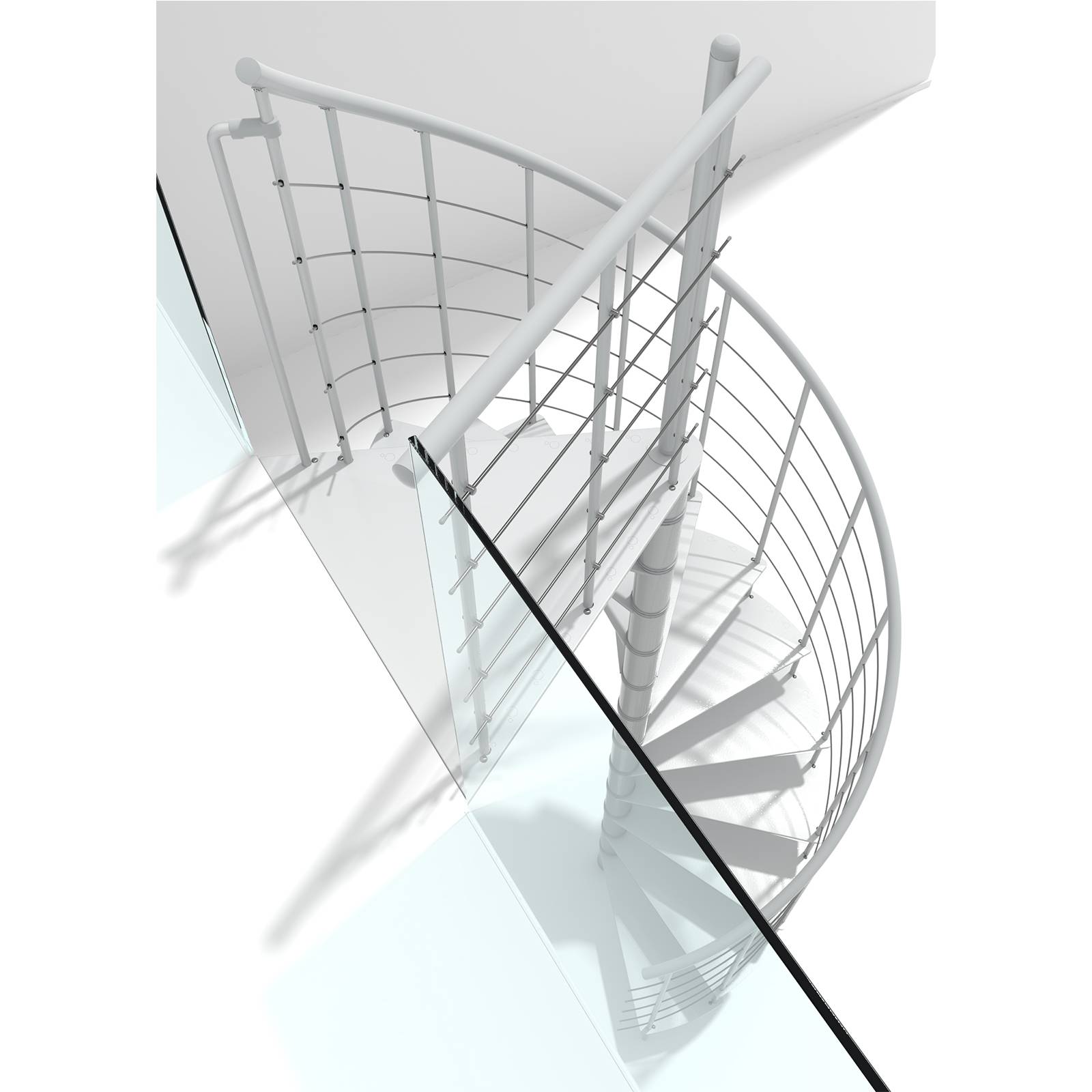 Minka Spindeltreppe Milano 42 - 300,3cm Geschosshöhe Weiß 160cm Durchmesser