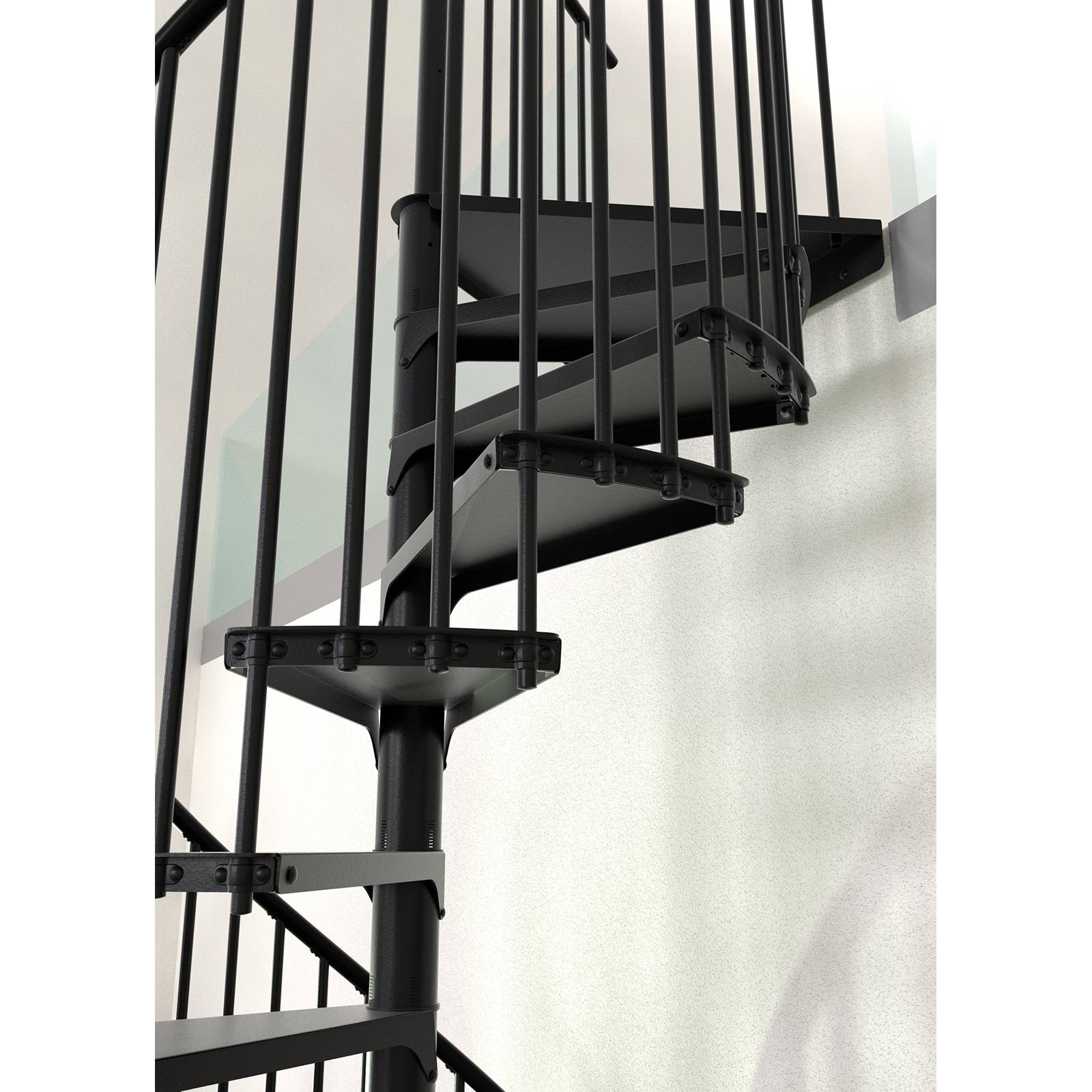 Minka Spindeltreppe Rondo Smart 37 - 305,5cm Geschosshöhe Schwarz 160cm Durchmesser