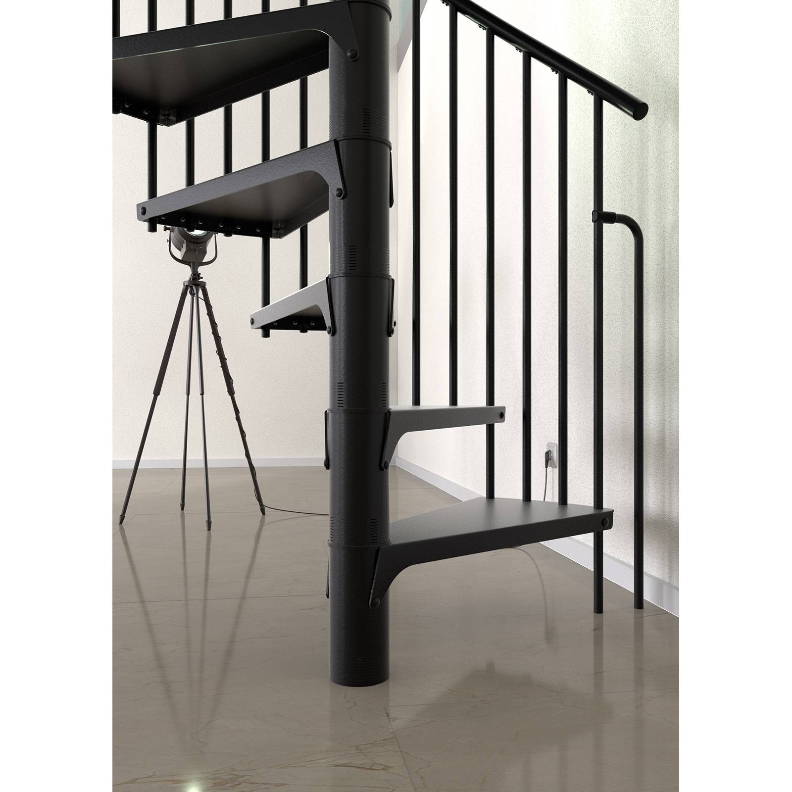 Minka Spindeltreppe Rondo Smart 37 - 305,5cm Geschosshöhe Schwarz 160cm Durchmesser