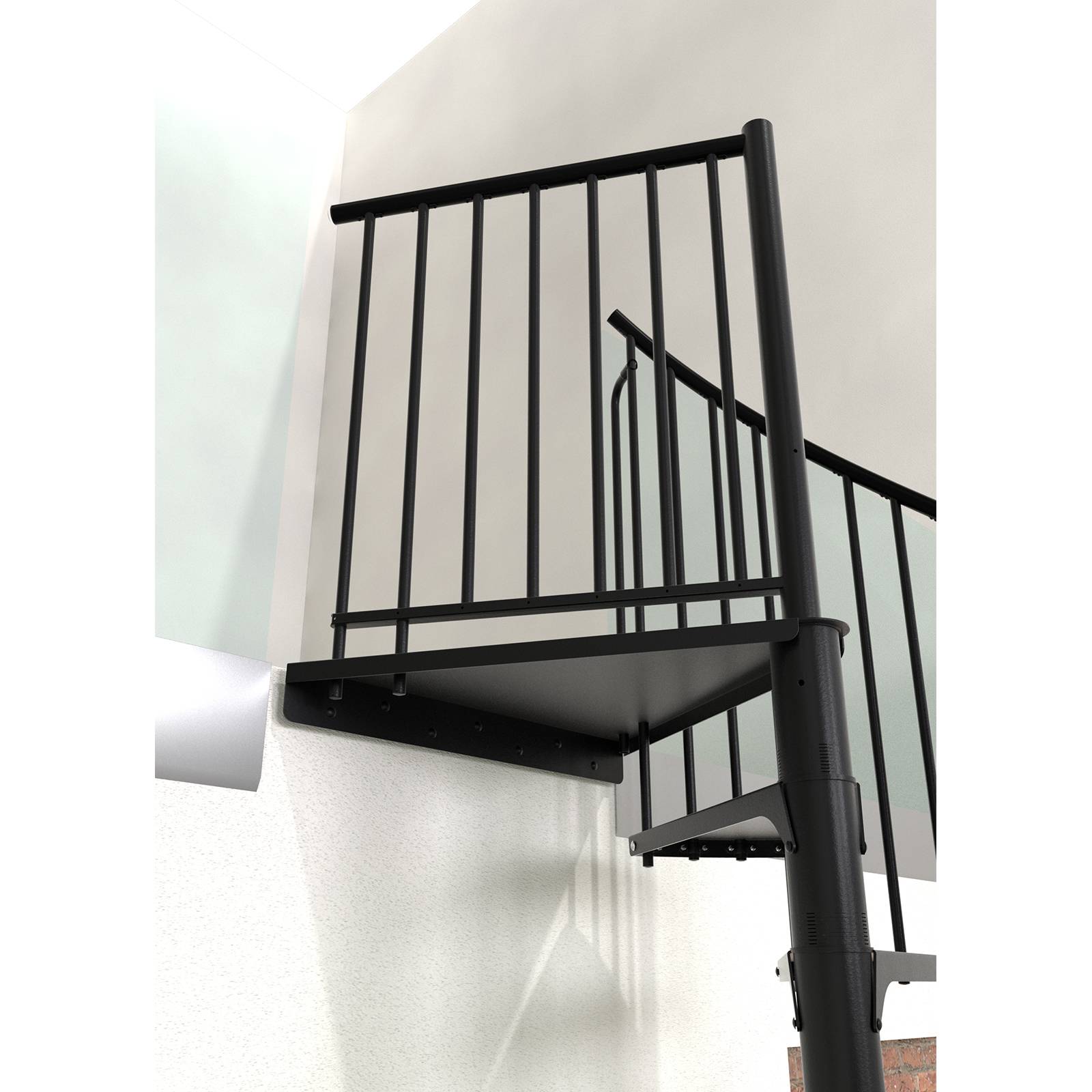 Minka Spindeltreppe Rondo Smart 37 - 305,5cm Geschosshöhe Schwarz 160cm Durchmesser