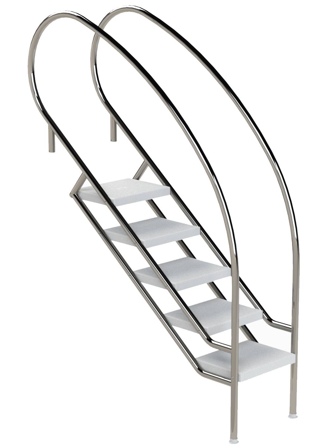 Eichenwald Pooltreppe Modell 08.2 Miami Swing Beckentiefe 1399mm Ausladung 1338mm 5 ABS-Stufen