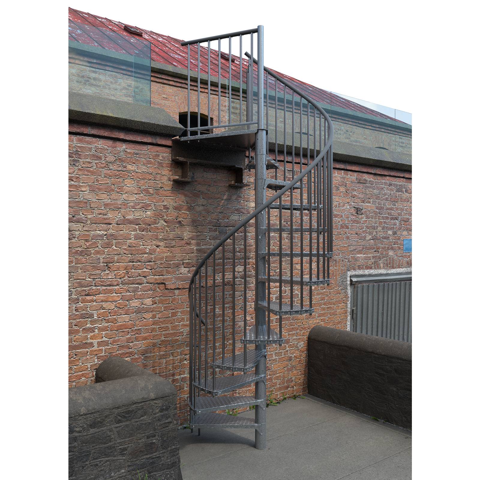 Minka Außenspindeltreppe Rondo Zink Smart 38 - 305,5cm Geschosshöhe 180cm Durchmesser