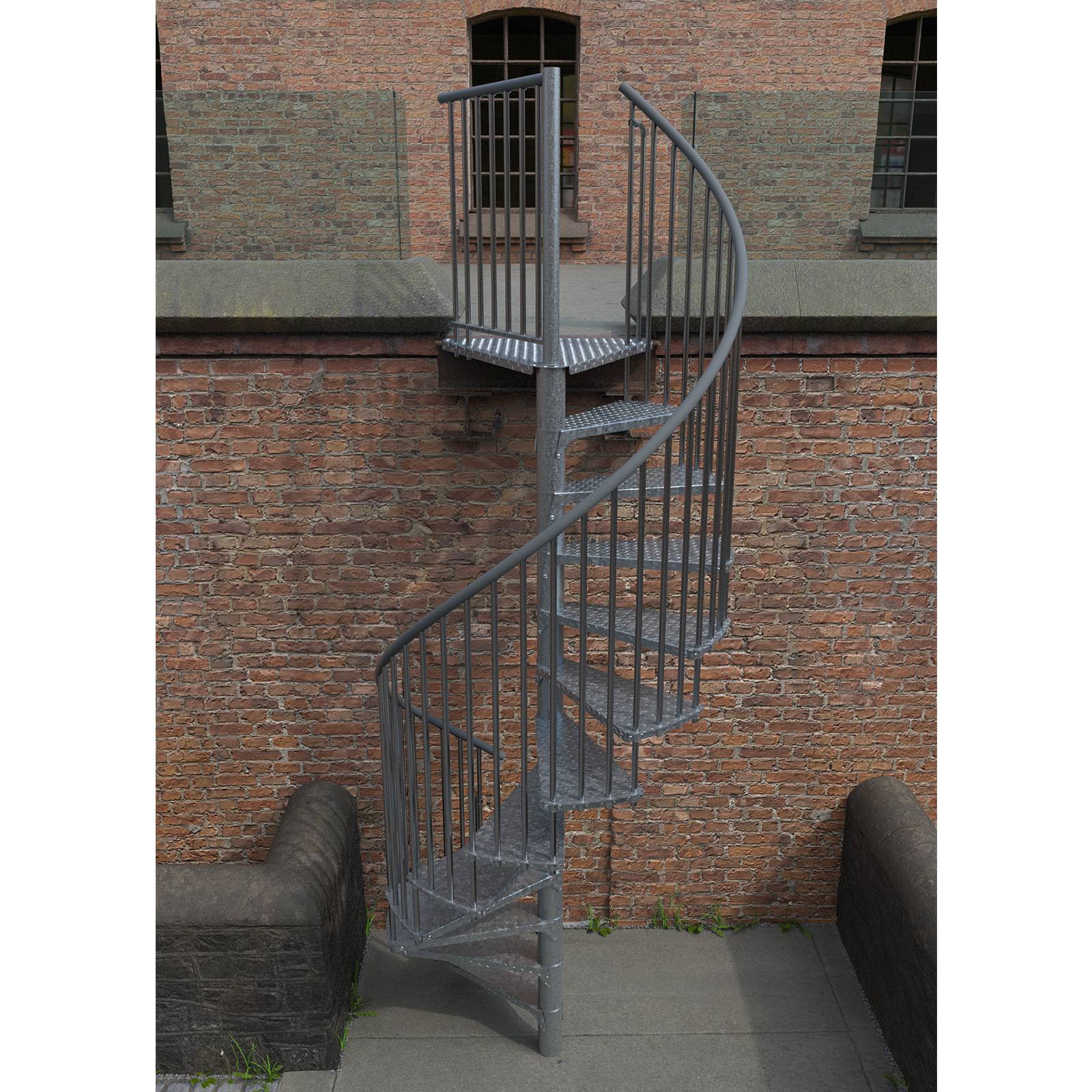 Minka Außenspindeltreppe Rondo Zink Smart 38 - 305,5cm Geschosshöhe 180cm Durchmesser