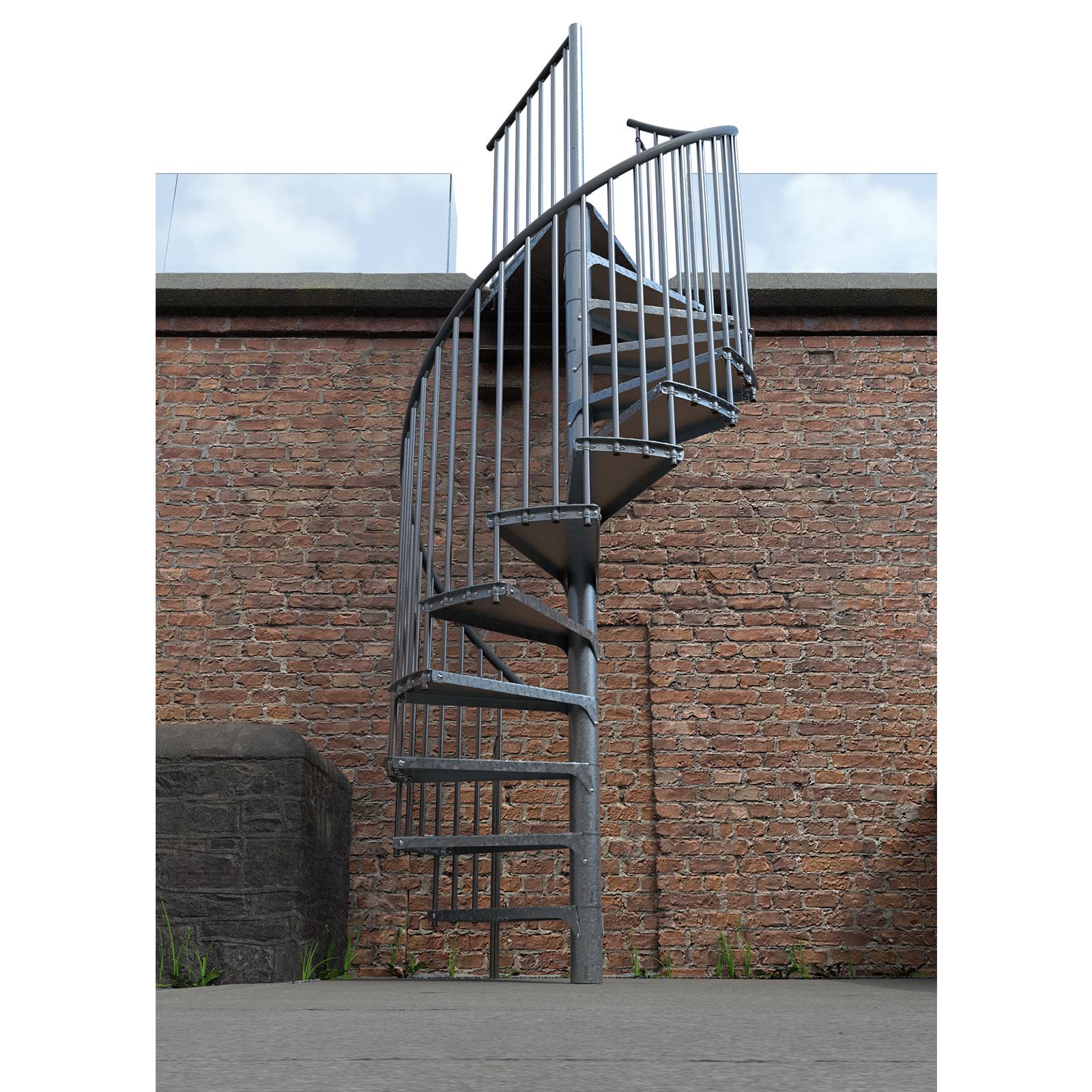 Minka Außenspindeltreppe Rondo Zink Smart 38 - 305,5cm Geschosshöhe 180cm Durchmesser