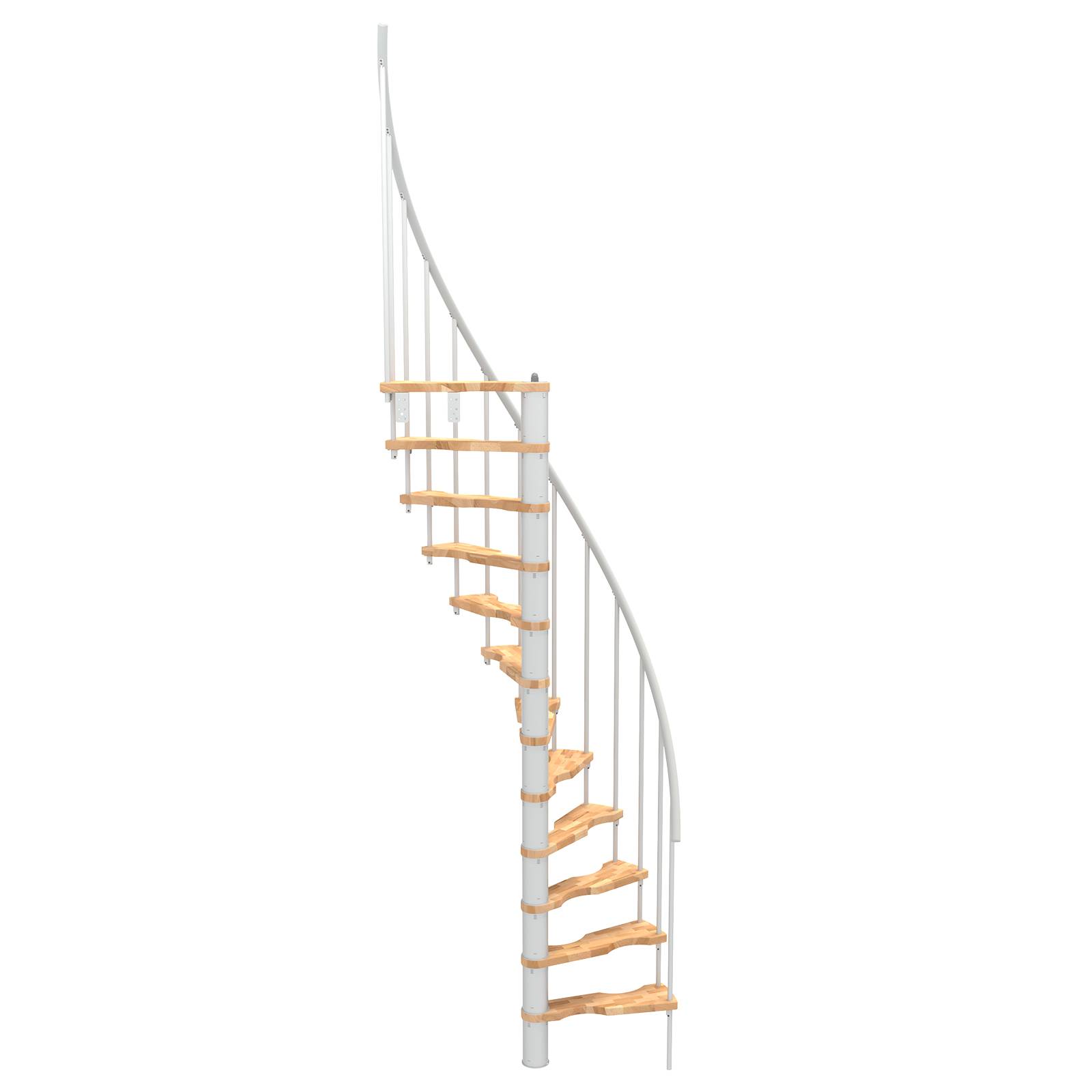 Minka Spindeltreppe Suono Smart 38 - 305,5cm Geschosshöhe Buche Weiß für 140x78cm Deckenöffnung