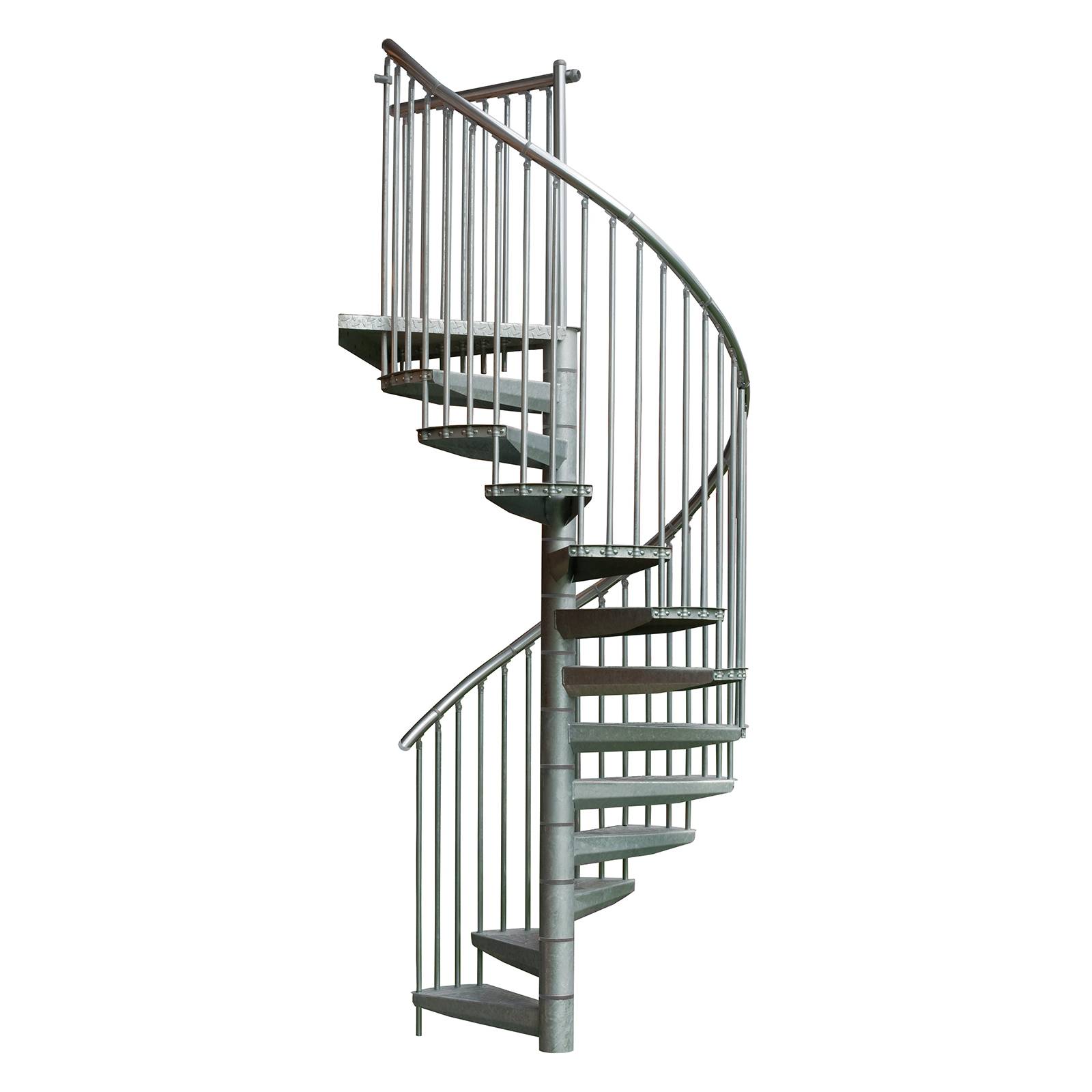 Minka Außenspindeltreppe Rondo Zink Plus 38 - 305,5cm Geschosshöhe 120cm Durchmesser