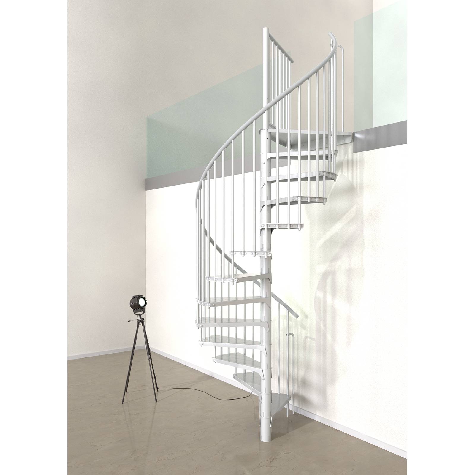 Minka Spindeltreppe Rondo Smart 37 - 305,5cm Geschosshöhe Weiß 120cm Durchmesser