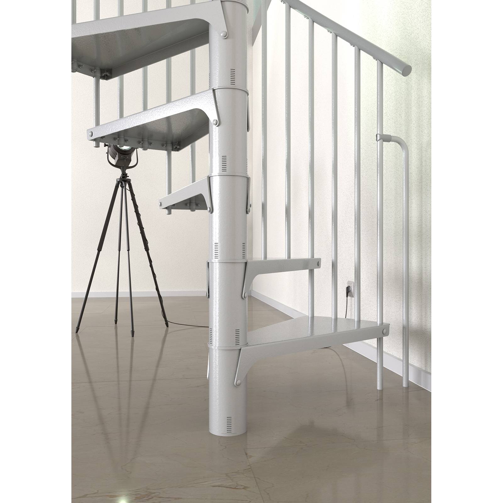 Minka Spindeltreppe Rondo Smart 37 - 305,5cm Geschosshöhe Weiß 120cm Durchmesser